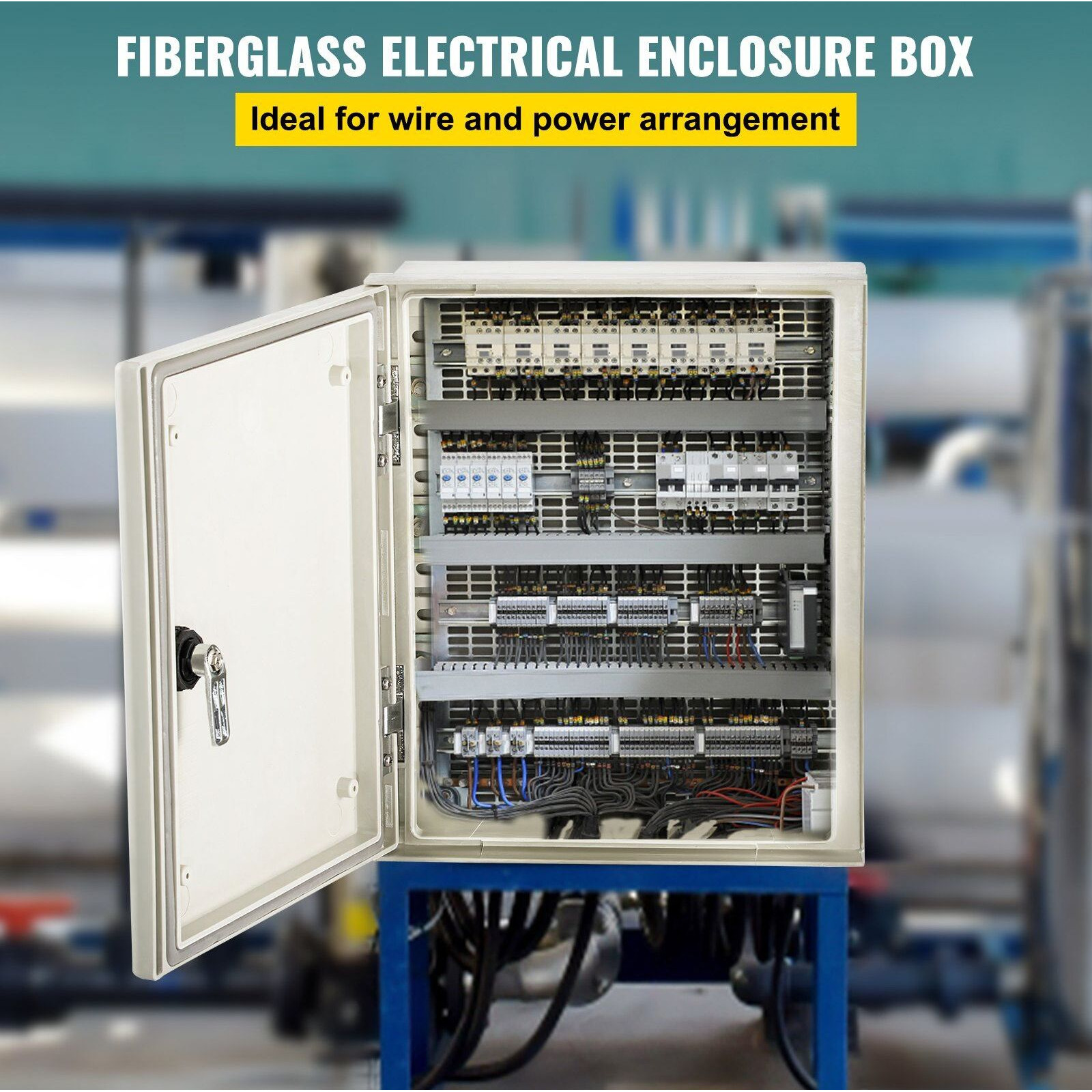 VEVOR Fiberglass STELL Enclosure, 12 x 10 x 6'' NEMA 4X Fiberglass Electrical Box, IP66 Waterproof & Dustproof, Outdoor/Indoor Electrical Junction Box, with Mounting Plate(30 x 25 x 14 cm)