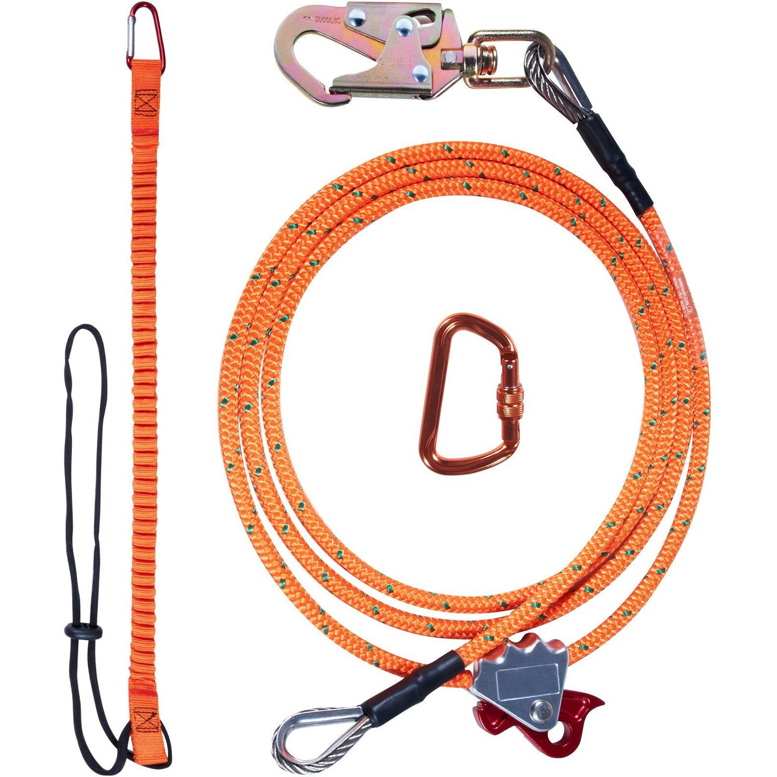 VEVOR Steel Core flipline, 1/2" x 8' Arborist Flipline, Flip Line for Tree Climbing with Alloy Steel Snap Hook, Aluminum Alloy Carabiner and Extra Tool Lanyard, for Arborist, Tree Climbers