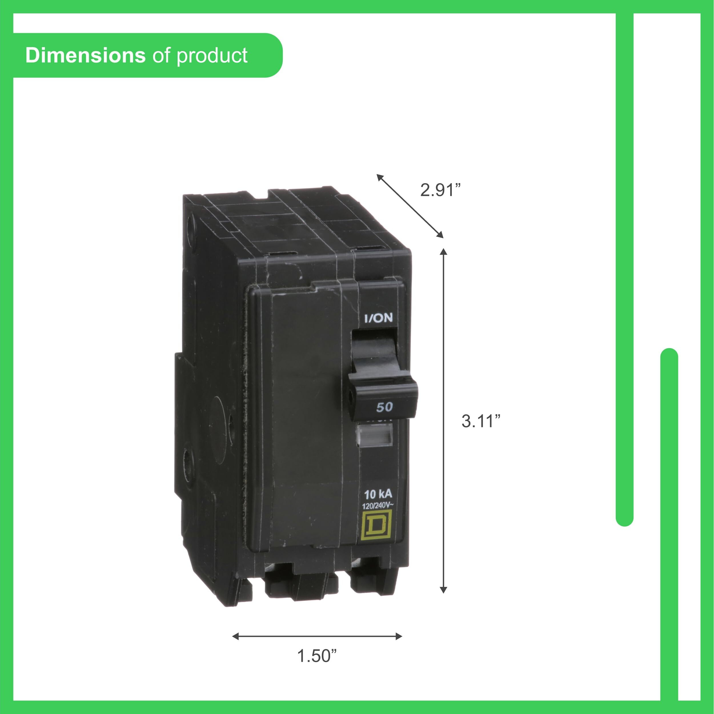BR SQ D QO 2P 50A 1-1/2"" (Pack of 1)