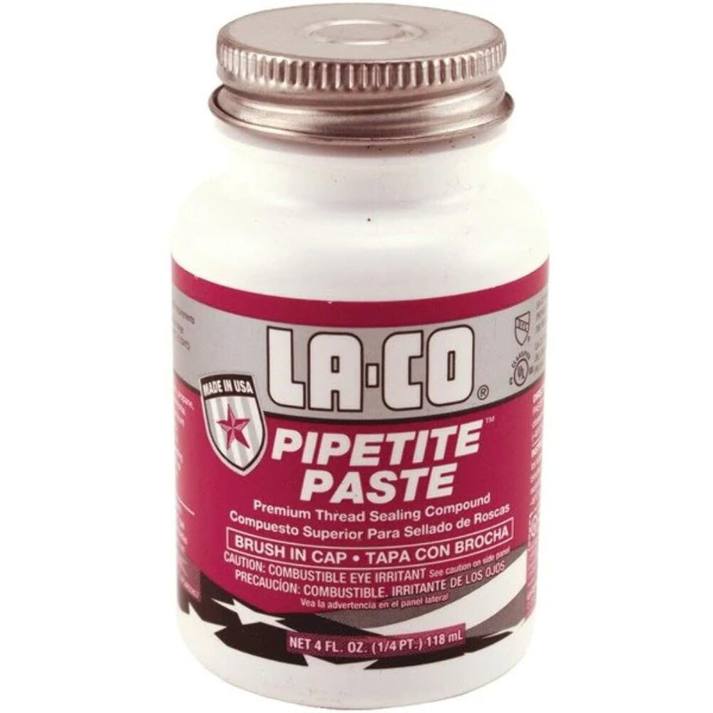 LA-CO PIPETITE Paste Soft Set Thread Compound, 1/4 pt Jar with Brush in Cap