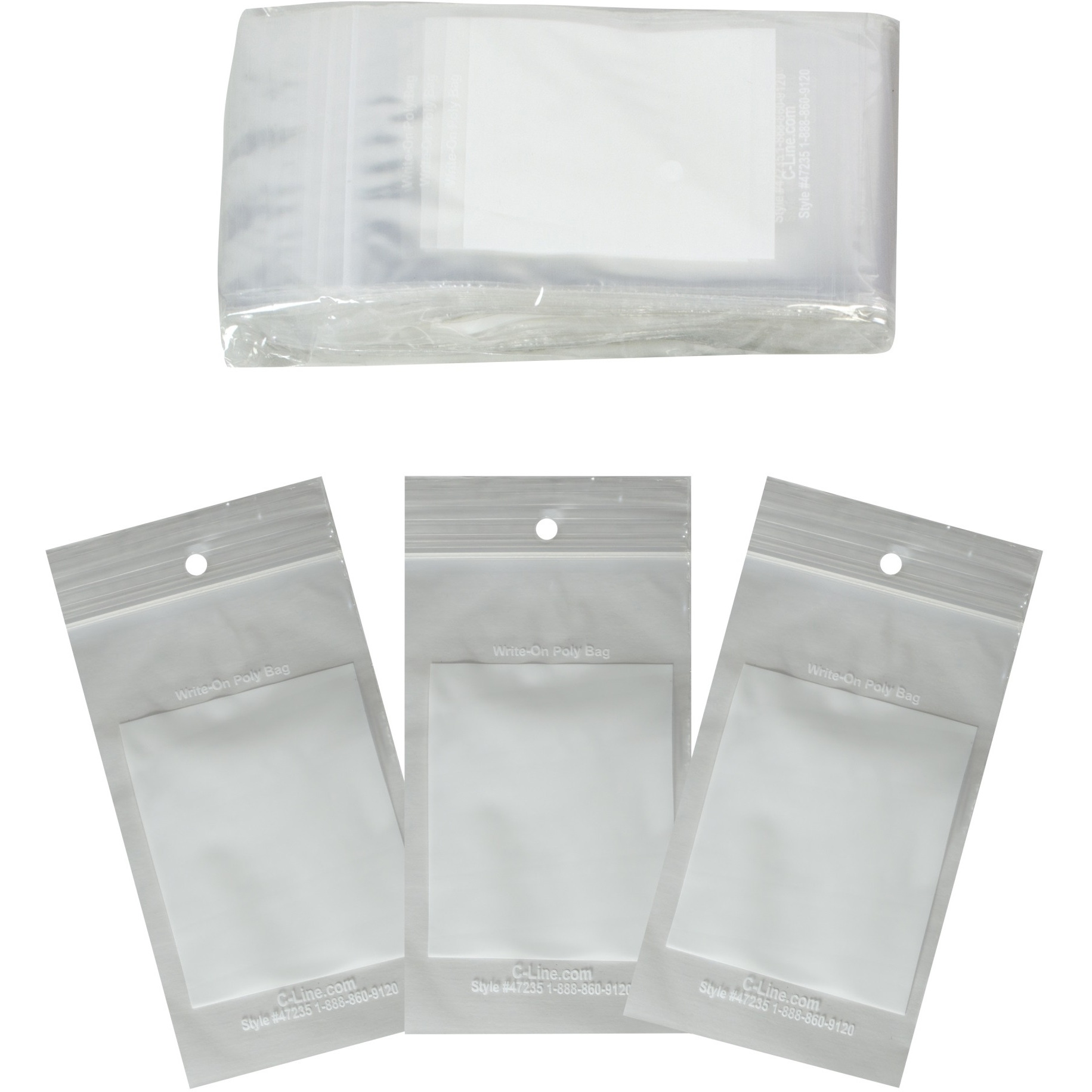 Write-On Poly Bags, 3 x 5, 1000/BX, 47235