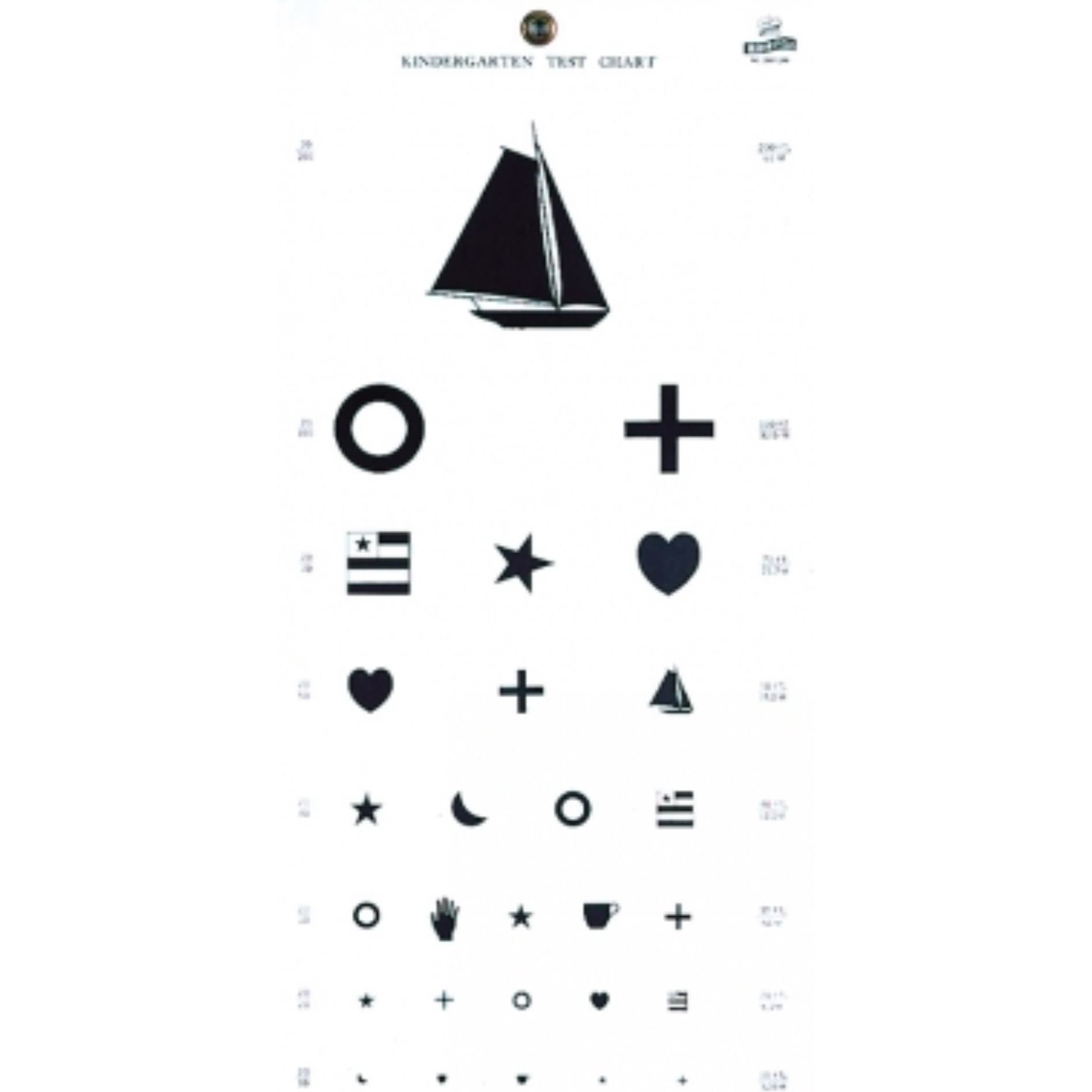 EYE TEST CHART KINDRGRTN 20 GRAFCO   22&quotx11"