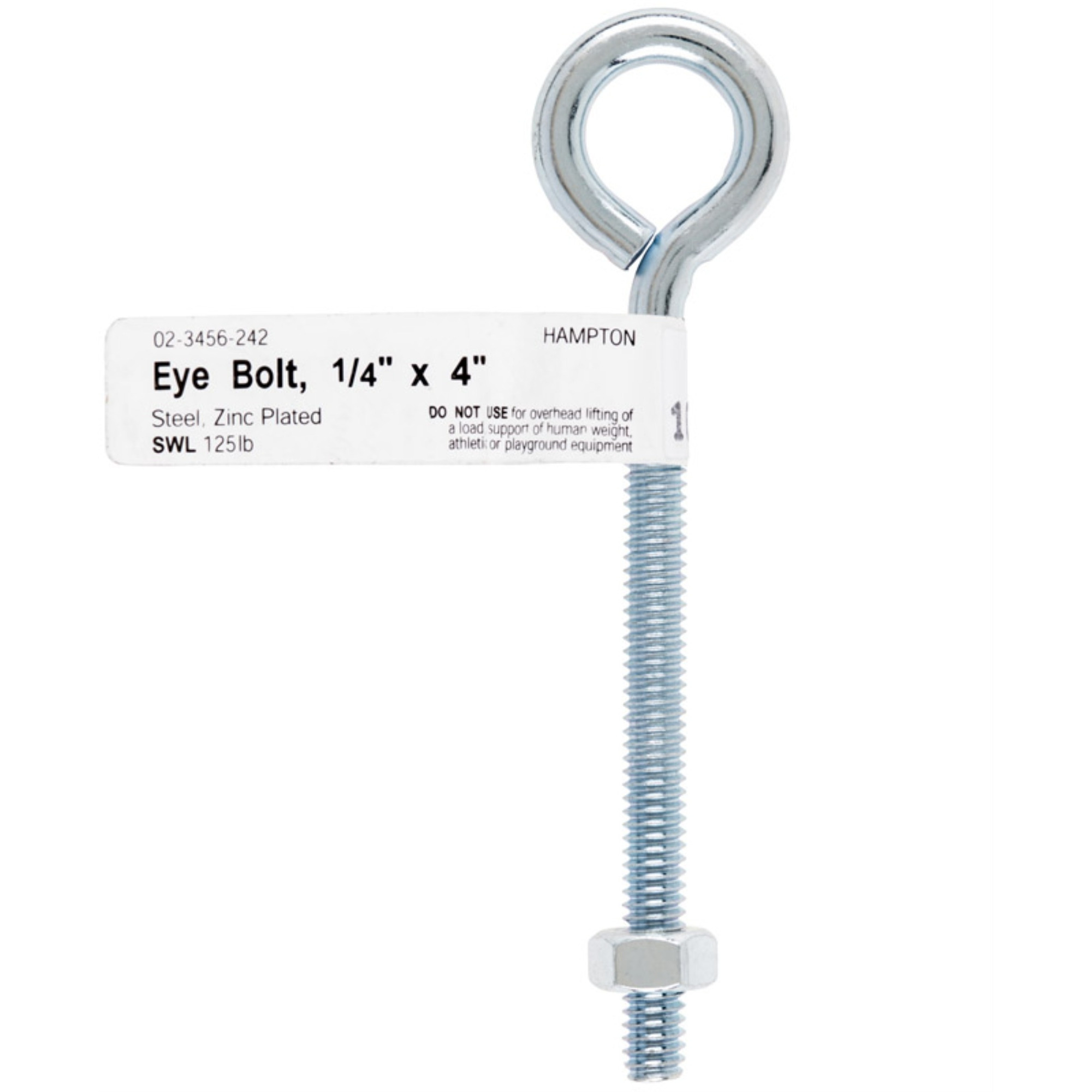BOLT EYE W/NUT 1/4"&quotX4"" (Pack of 10)