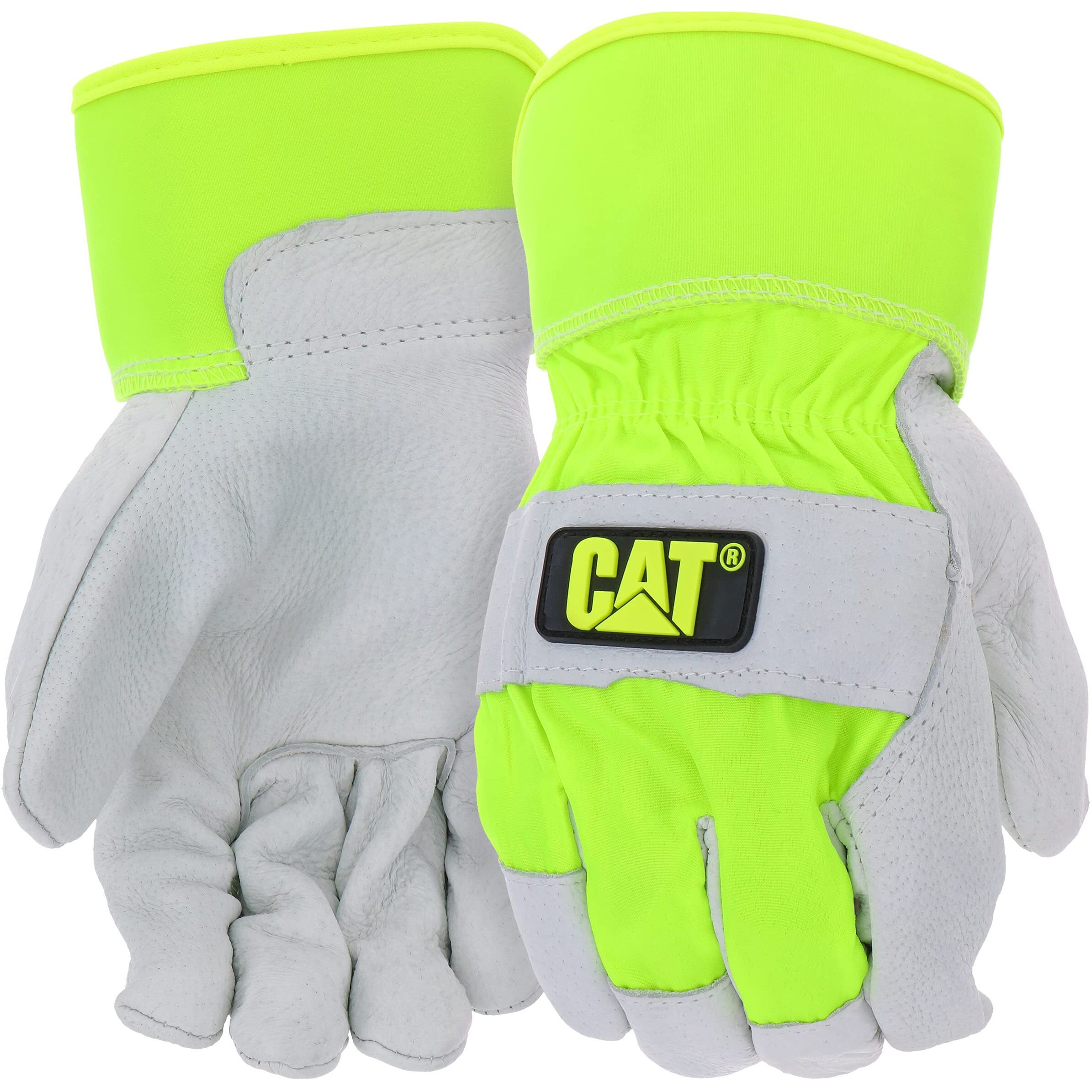 GLOVE CUFF PIG PALM W. HIGH VIS BACK LRG
