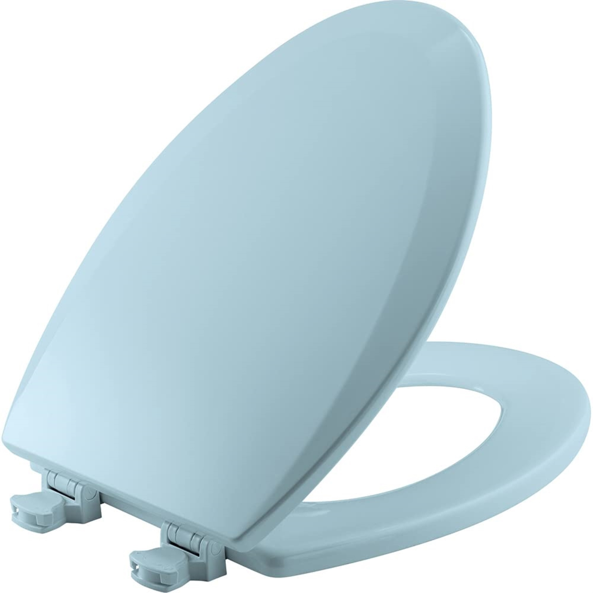 BEMIS Elongated Enameled Wood Toilet Seat in Dresden Blue with Easy-Clean & Change Hinge