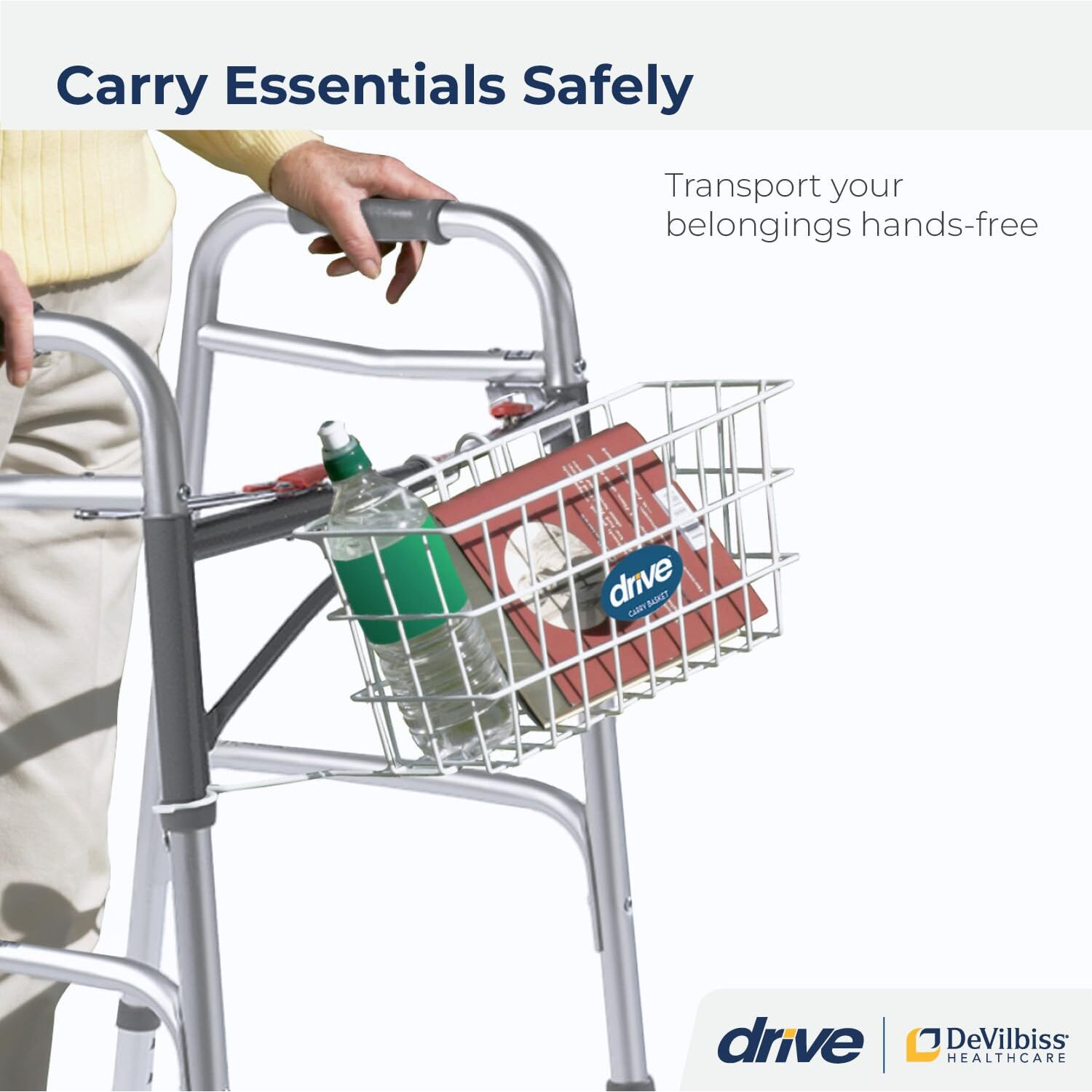 Drive Medical Walker Basket, White