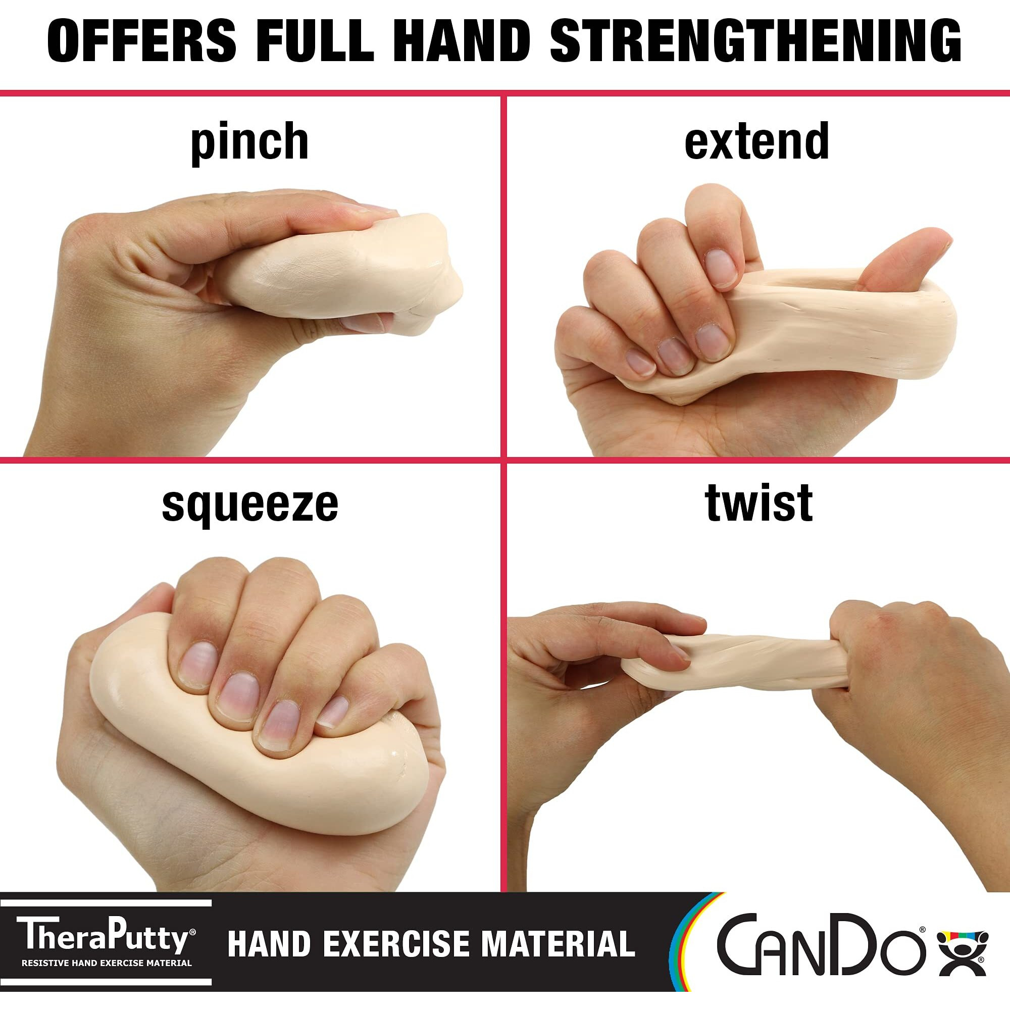 CanDo Theraputty Standard Exercise Putty, Tan 2X-Soft, 4 oz.