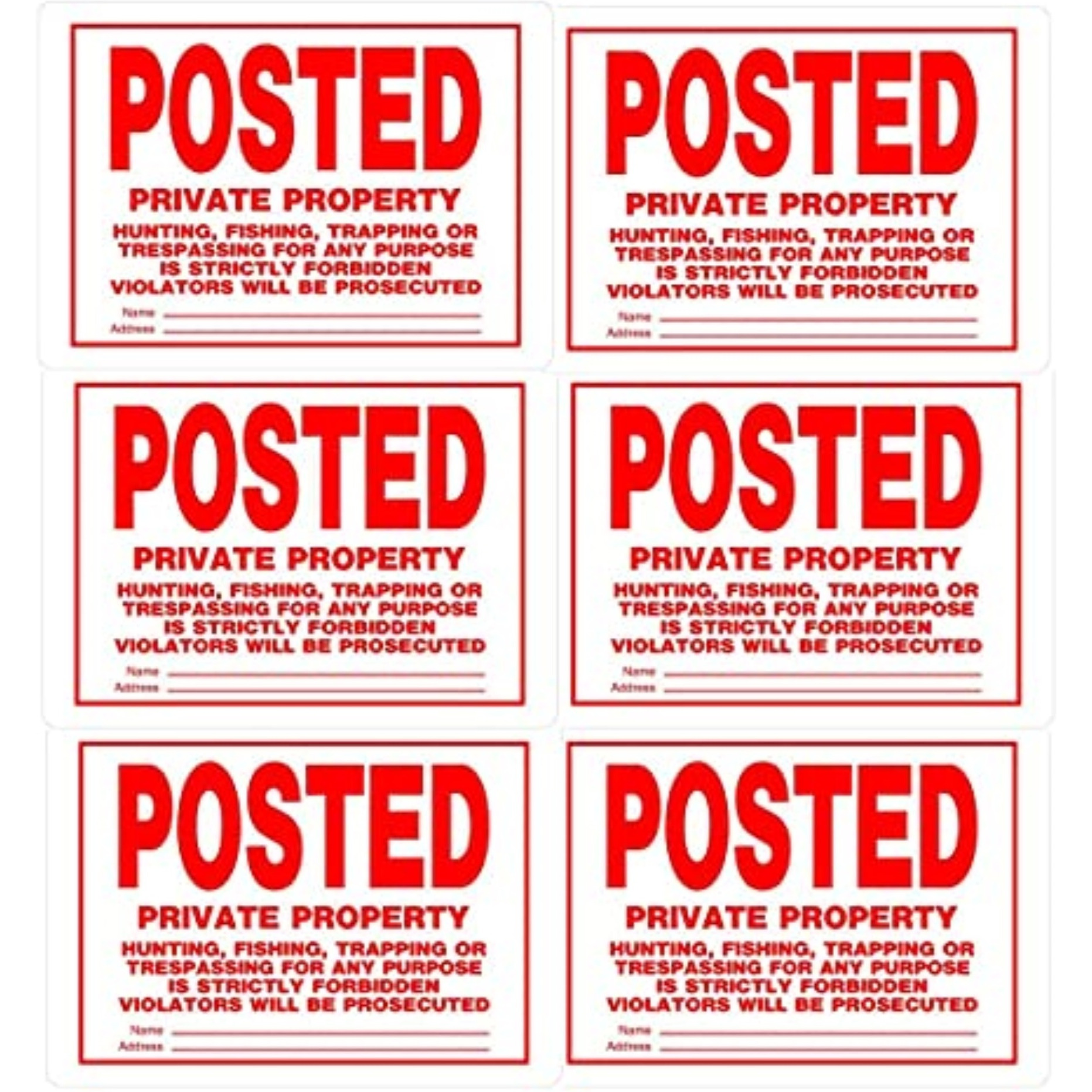 5028872 SIGN PRVT PRPRTY 10X14"" Hillman English White Private Property Sign 10 in. H X 14 in. W (Pack of 6)