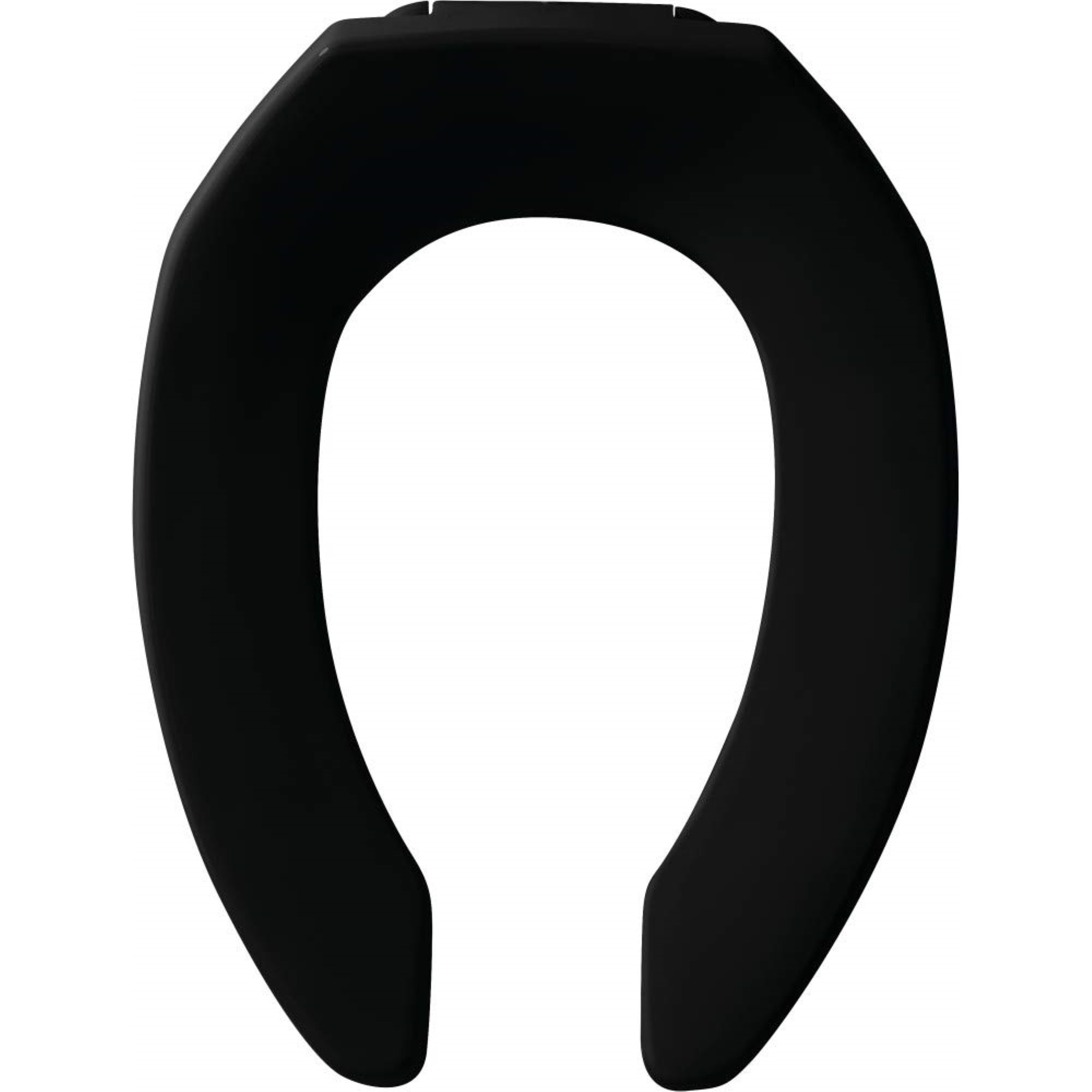 BEMIS Elongated Open Front Less Cover Toilet Seat in Black with STA-TITE Check Hinge
