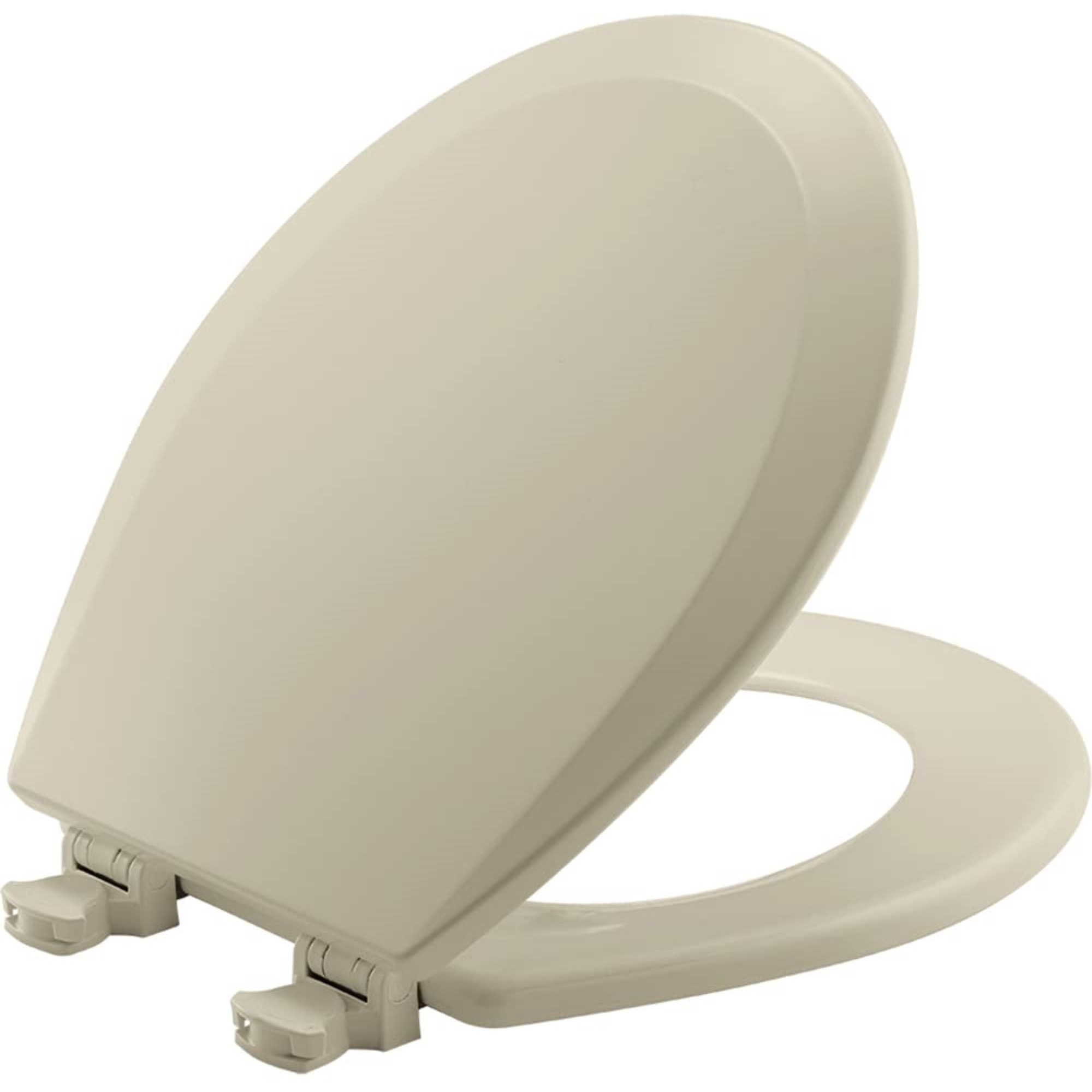 BEMIS Round Enameled Wood Toilet Seat in Bone with Easy-Clean & Change Hinge