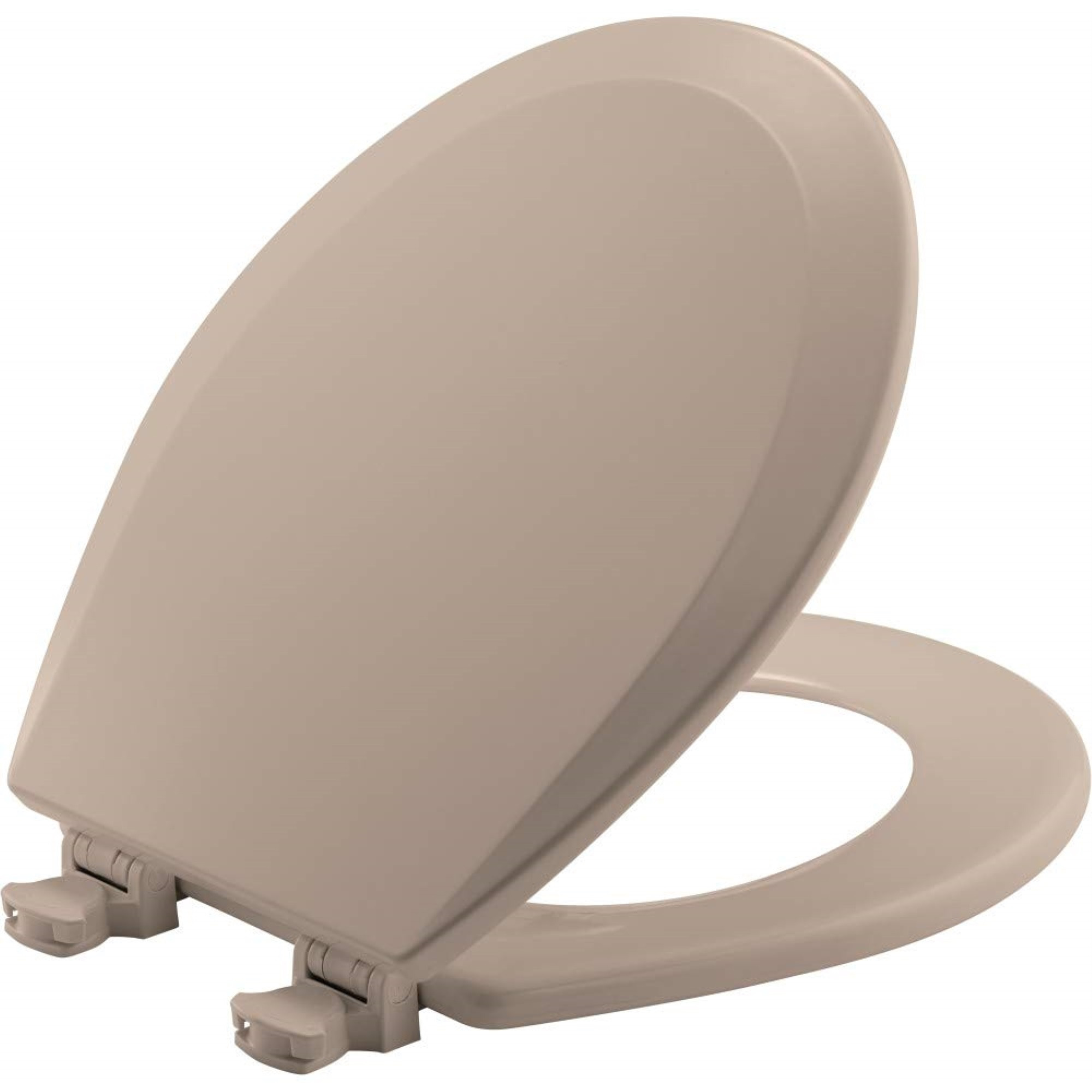 BEMIS Round Enameled Wood Toilet Seat in Fawn Beige with Easy-Clean & Change Hinge