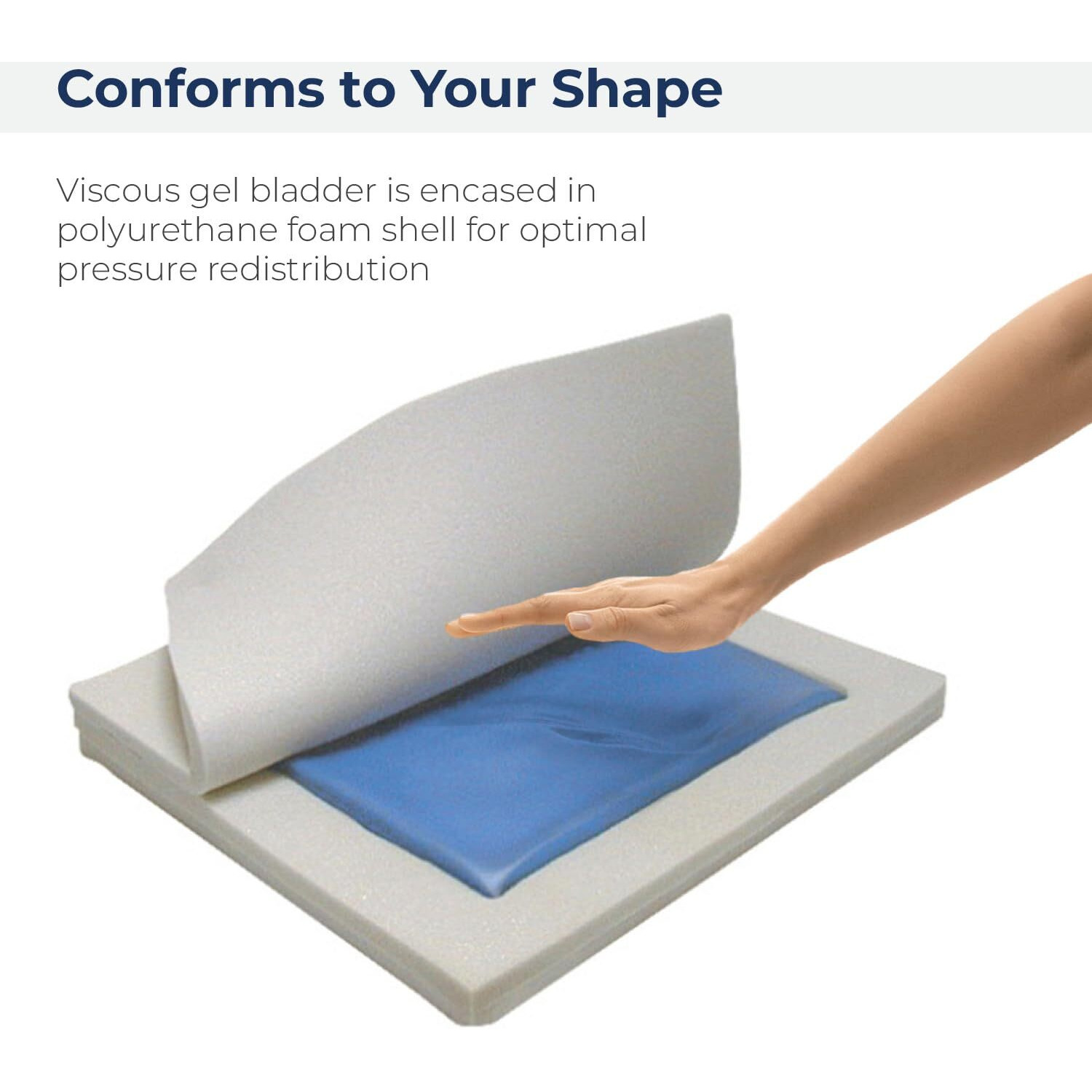 Drive Medical Gel &quotE" Skin Protection Wheelchair Seat Cushion, 18" x 16" x 3"