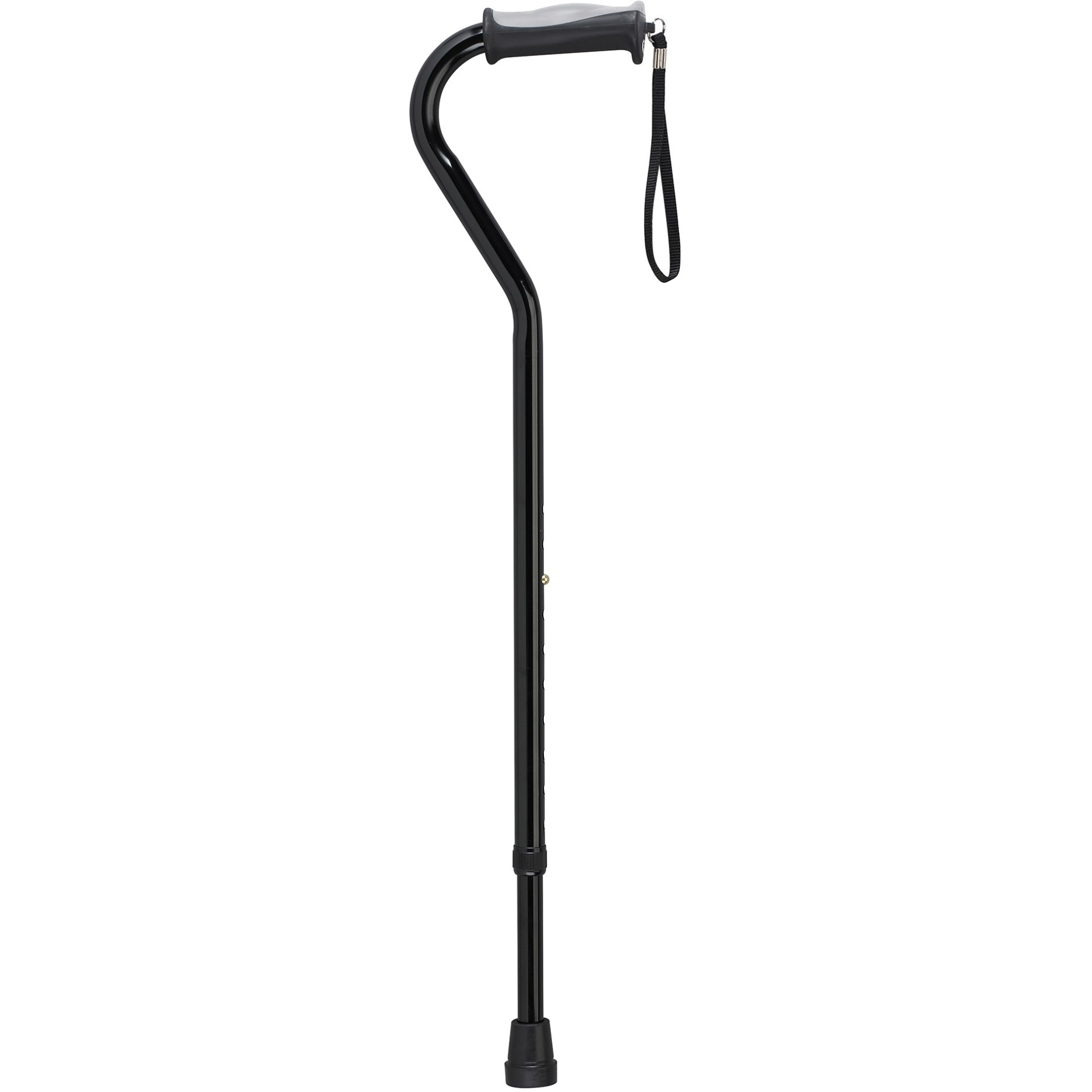 Adjustable Height Offset Handle Cane with Gel Hand Grip, Black