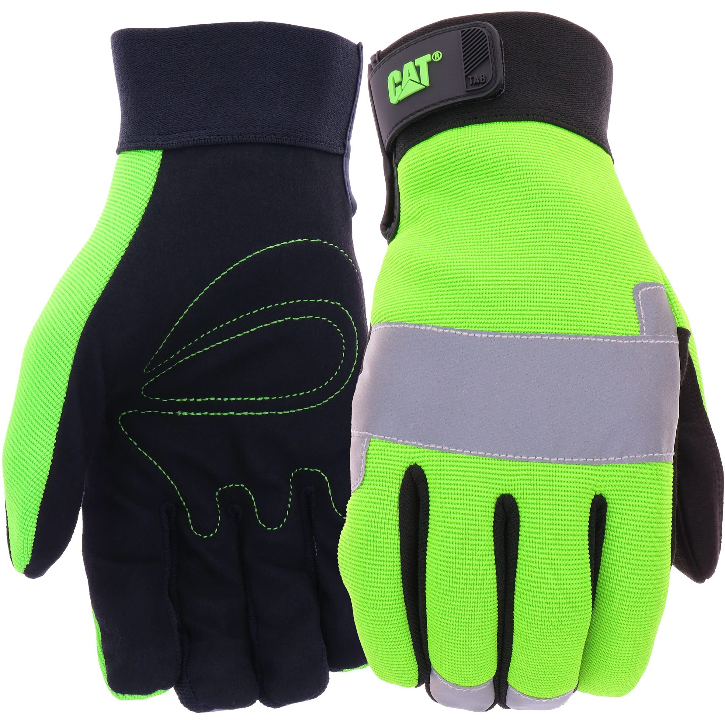 Caterpillar Hi-Vis Spandex Utility Gloves  CAT012214J Lightweight Mechanics Work Gloves Flexible Reflective Mechanix Gloves Jumbo