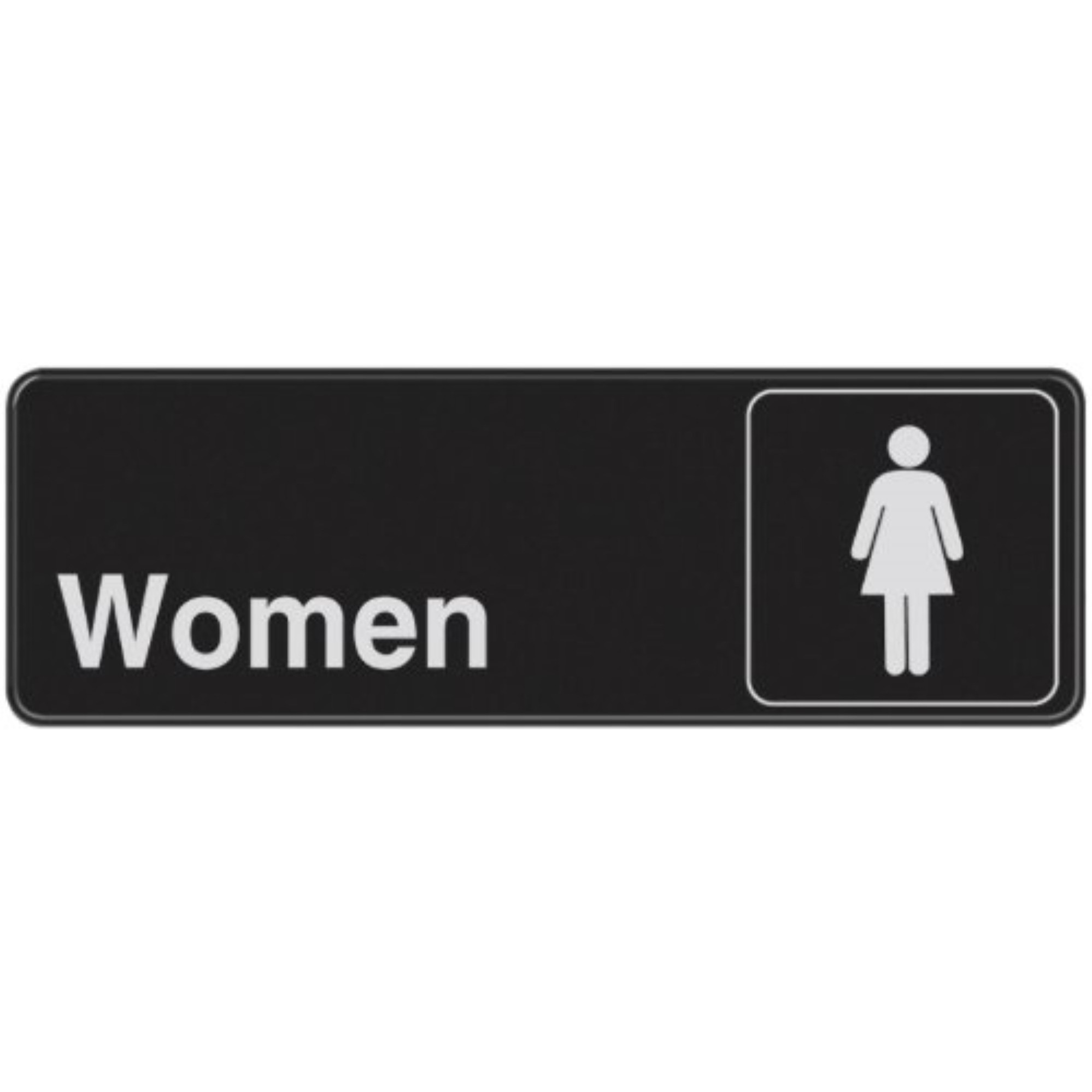 5028230 RESTROOM SIGN WMN 3"&quotX9"" Hillman English Black Restroom Plaque 3 in. H X 9 in. W (Pack of 6)