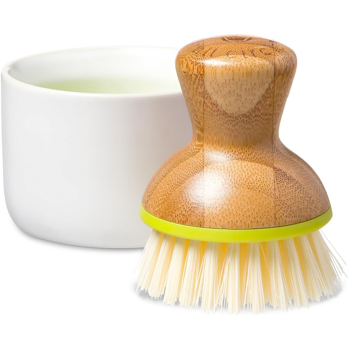 1522622 DSH BRSHW/BASE BUBBLE UP Full Circle Bubble Up 2.36 in. W Bamboo Handle Mini Brush Scrubber with Holder (Pack of 1)