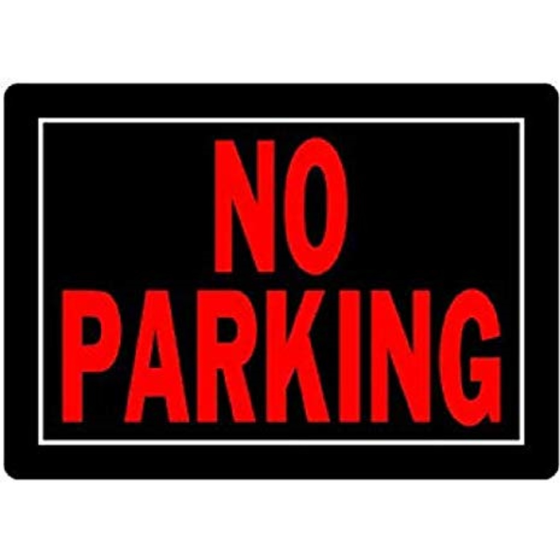 5028848 NO PARKING SIGN 10X14"" Hillman English Black No Parking Sign 10 in. H X 14 in. W (Pack of 6)