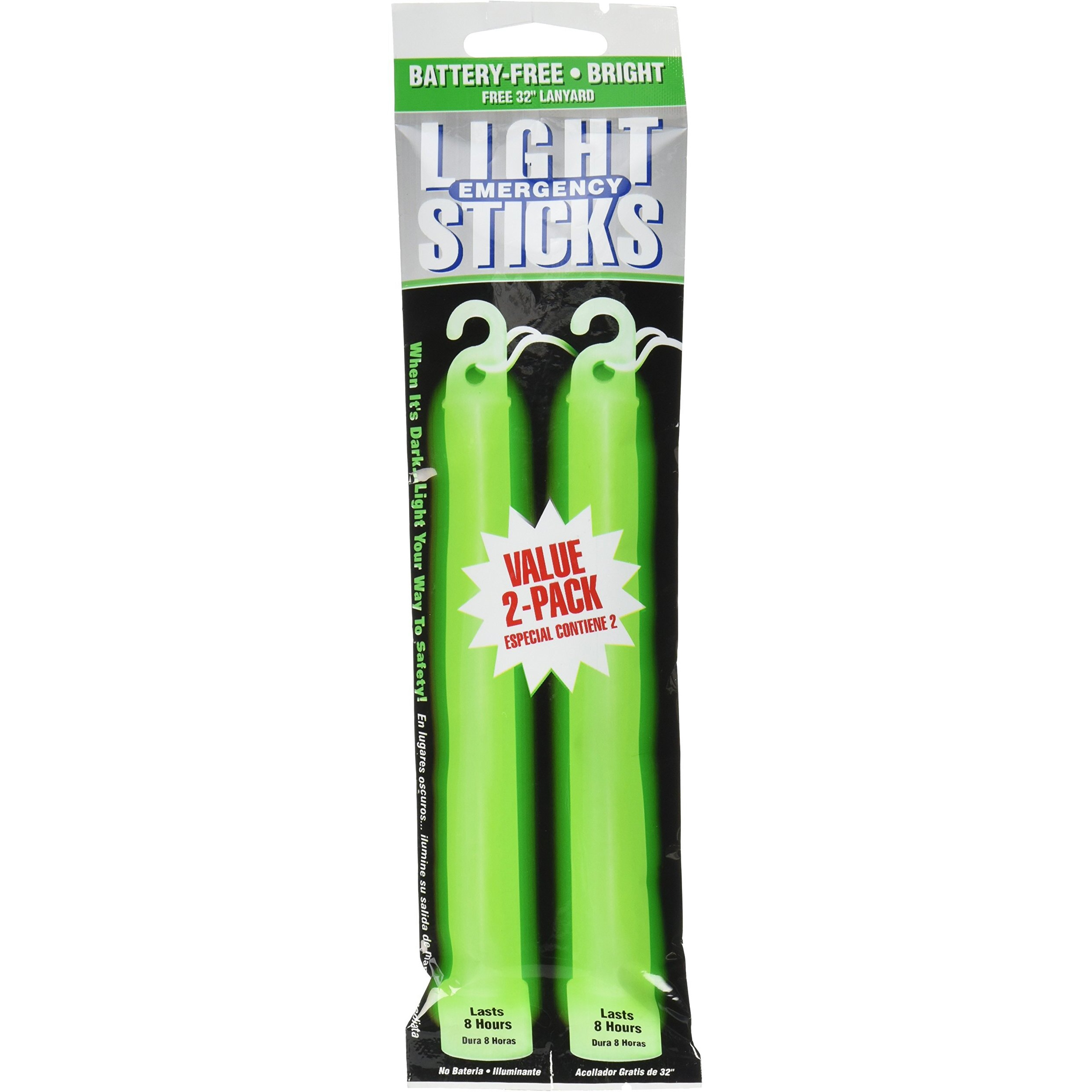 GREEN 8HR LIGHTSTICK 2/PK