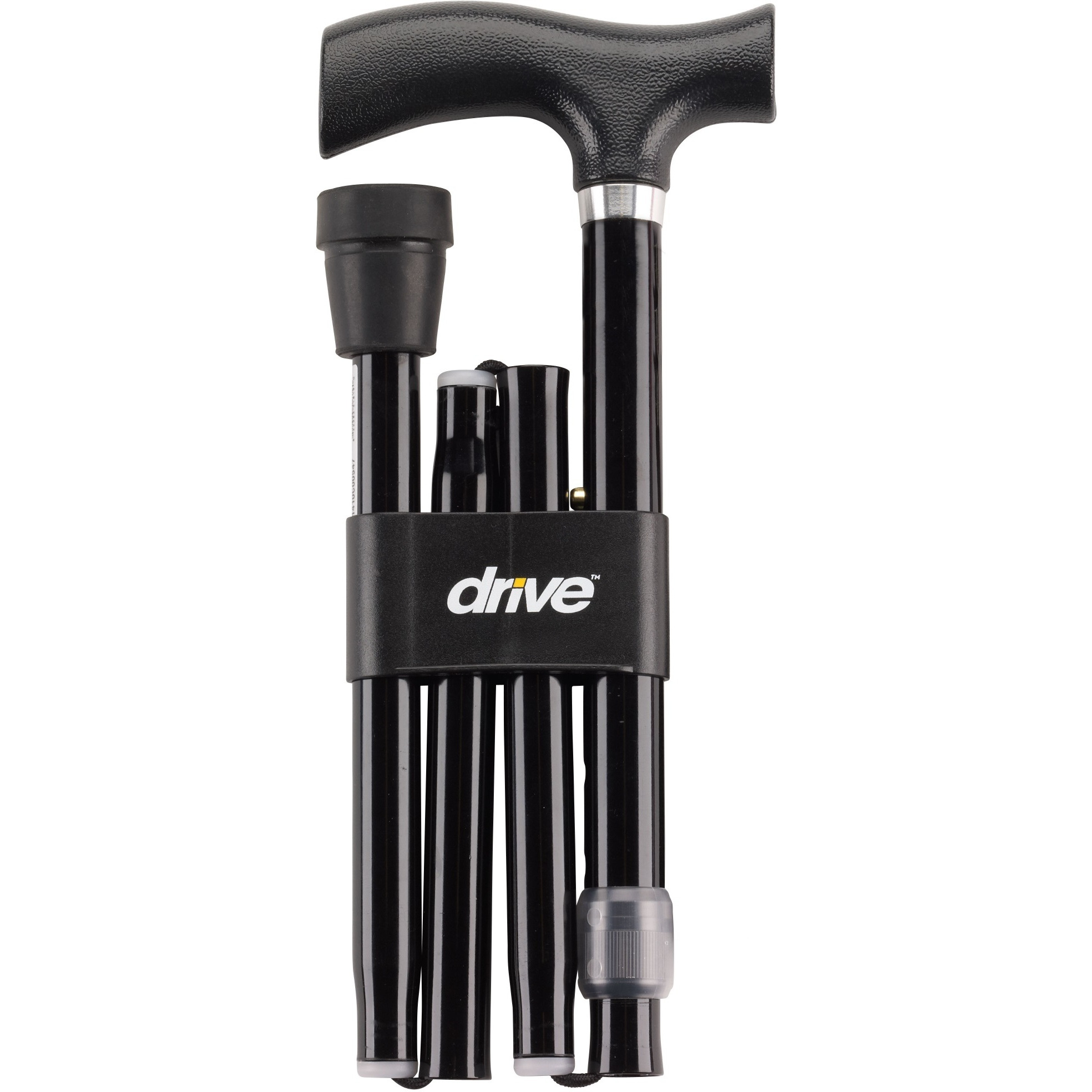 Drive Medical Heavy Duty Folding Cane Lightweight Adjustable with T Handle, Black