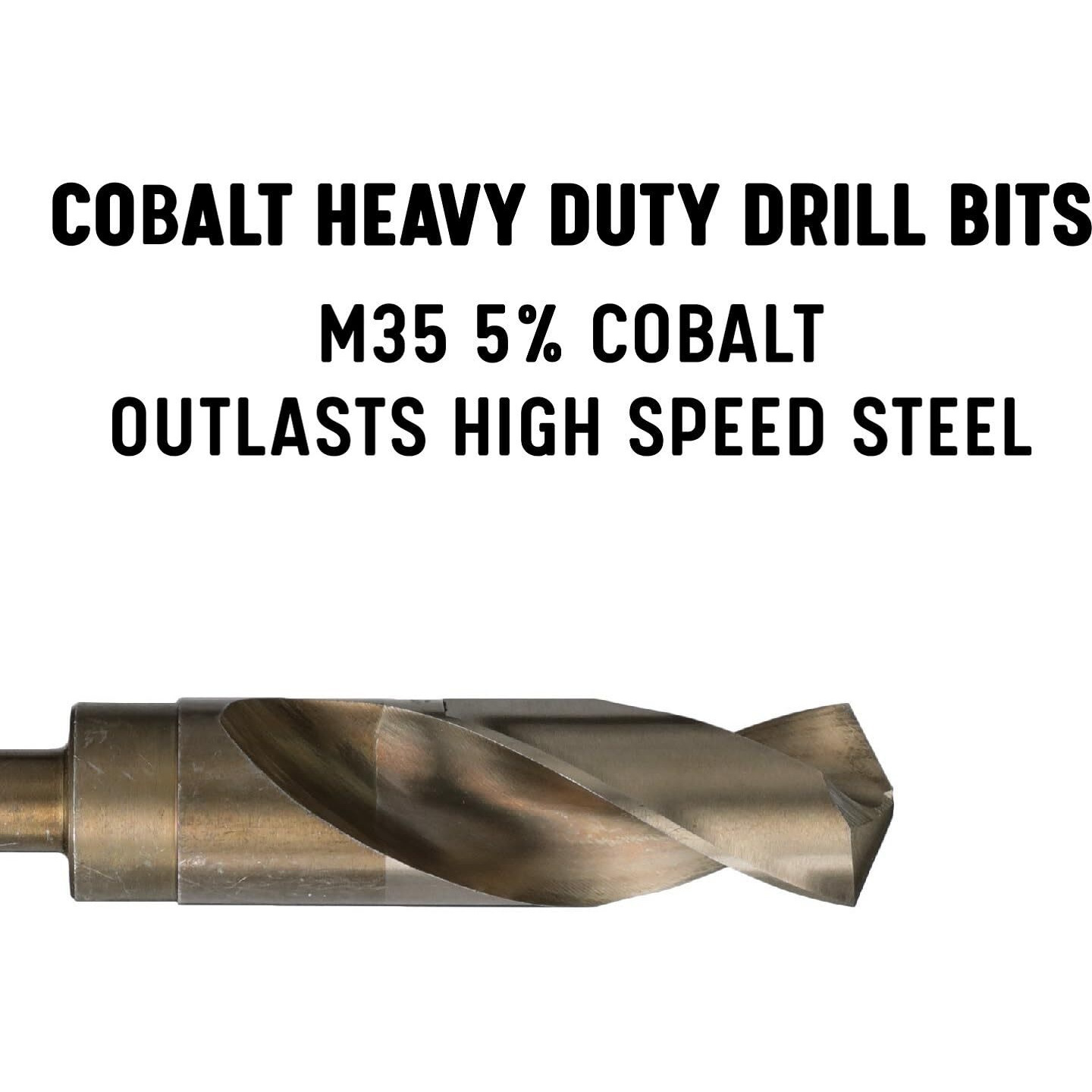 35/64" Reduced Shank Cobalt Drill Bit, 1/2" Shank, Qualtech, DWDCO35/64