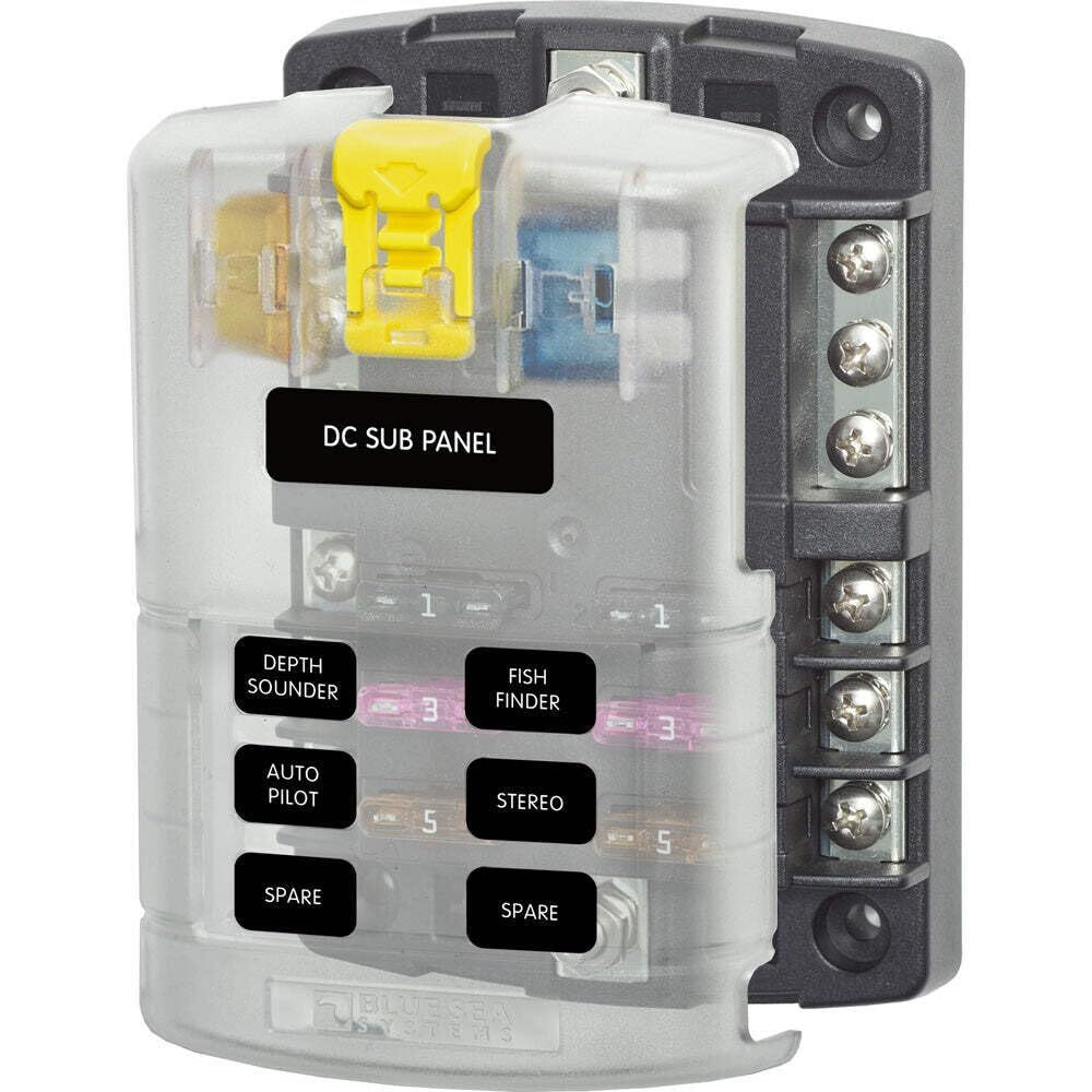 FUSE BLOCK STBLADE 6CIRC W/GND/CVR
