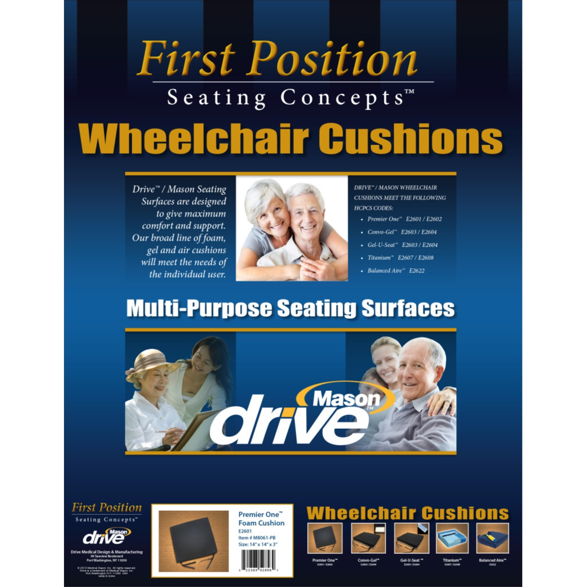 Drive Medical Premier One Foam Cushion, 20" x 18"