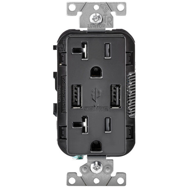 USB OUTLET 20AMP BLACK (Pack of 1)