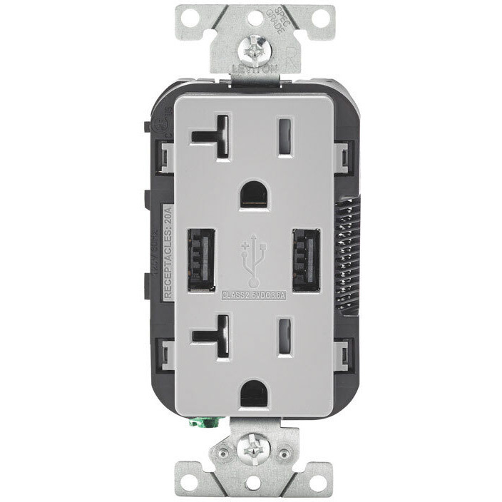 USB OUTLET 20AMP GRAY (Pack of 1)