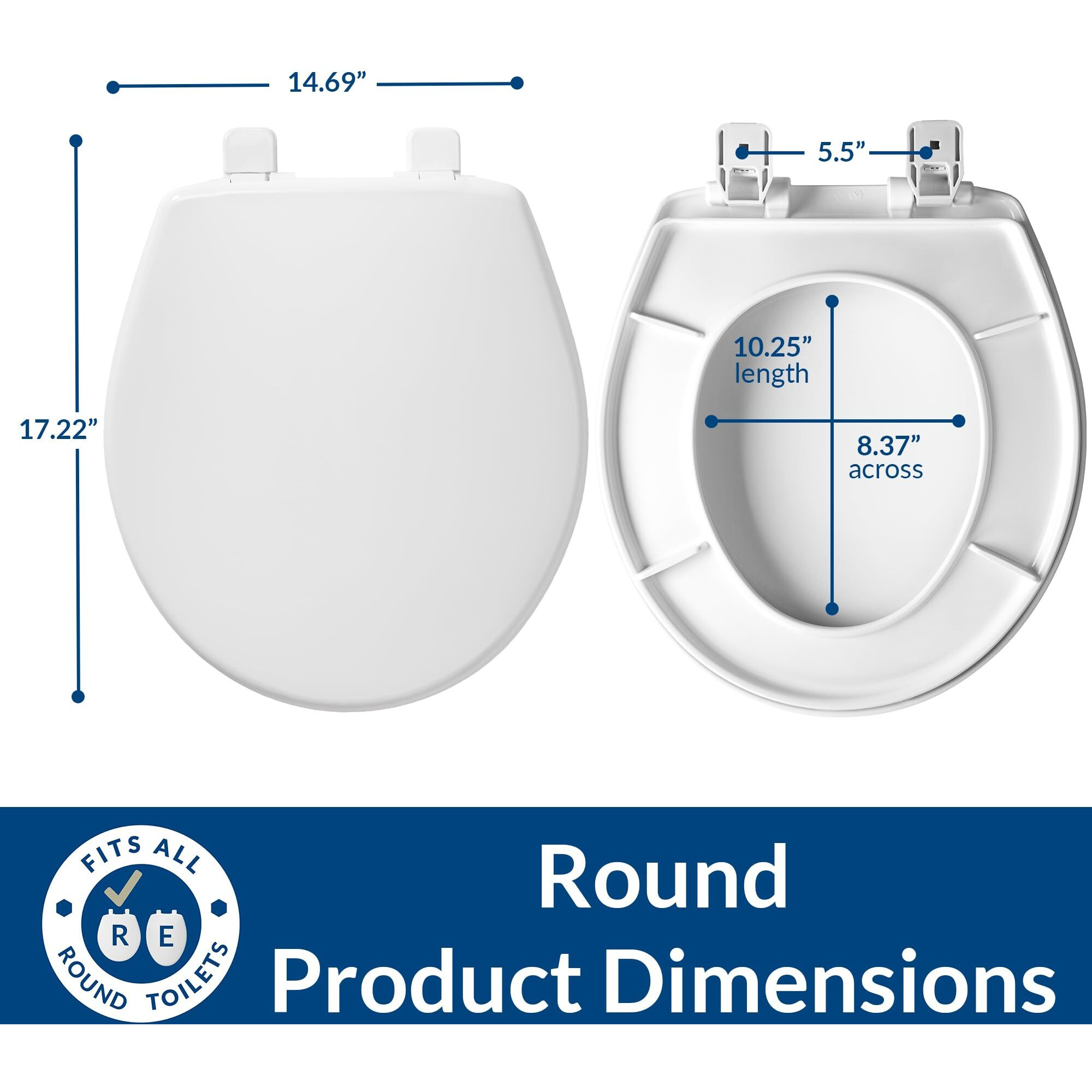 TOILET SEAT RND PLST WH (Pack of 1)