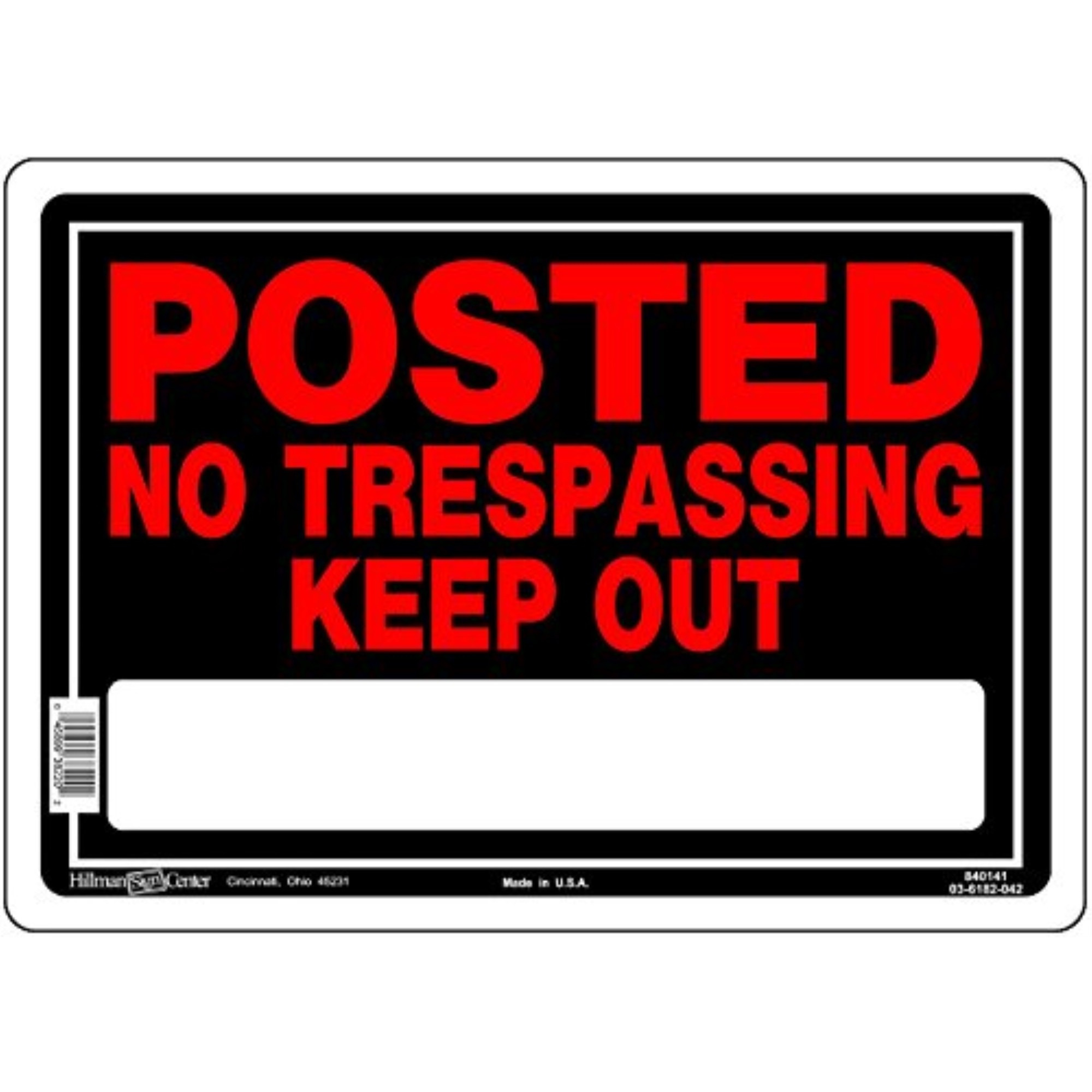 5028441 NO TRSPASS SIGN 10X14"" Hillman English Black No Trespassing Sign 10 in. H X 14 in. W (Pack of 6)