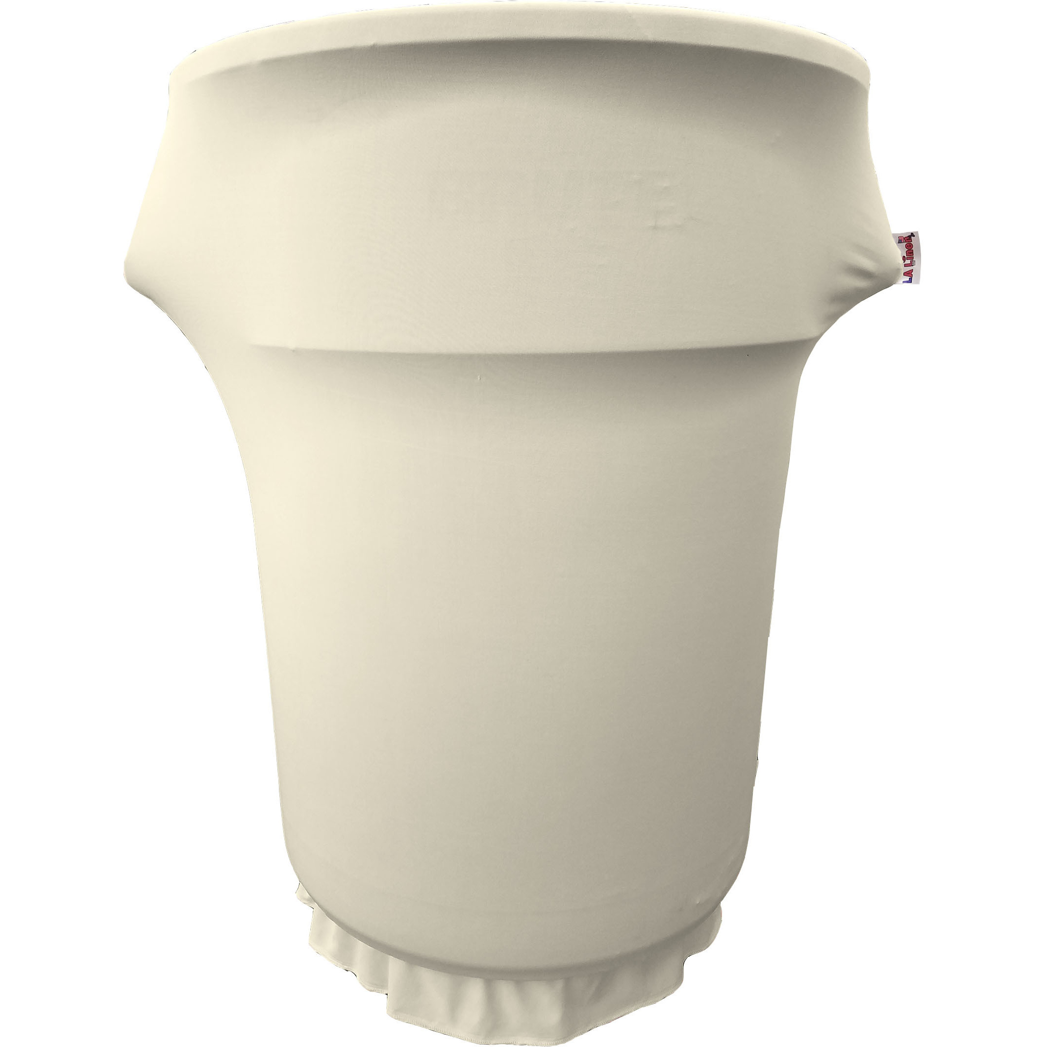 LA Linen Spandex Cover fitted for 55 Gallon Trash can on wheels, Ivory
