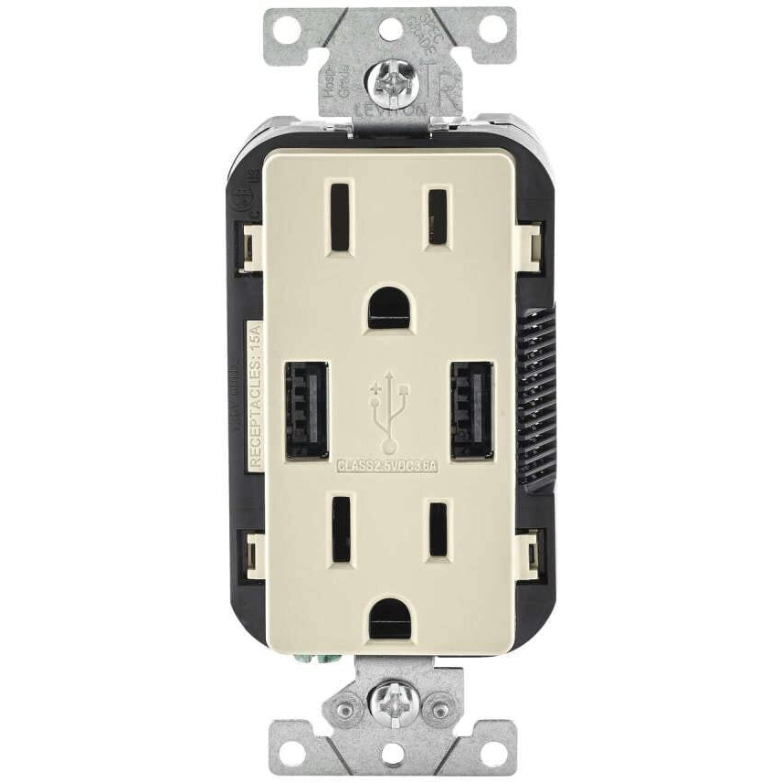 USB CHRARGR W/RECEPT LA (Pack of 1)