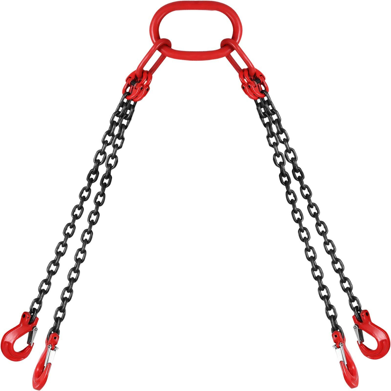 VEVOR 5Ft Chain Sling 5/16 Inch X 5 Ft Engine Lift Chain G80 Alloy Steel Engine Chain Hoist Lifts 3 Ton with 4 Leg Grab Hooks