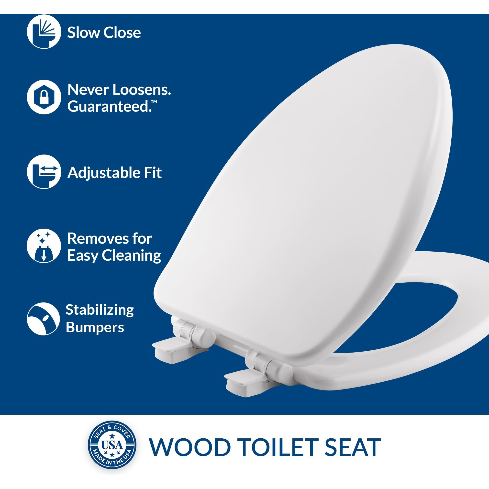 TOILET SEAT ELONG WD WHT (Pack of 1)