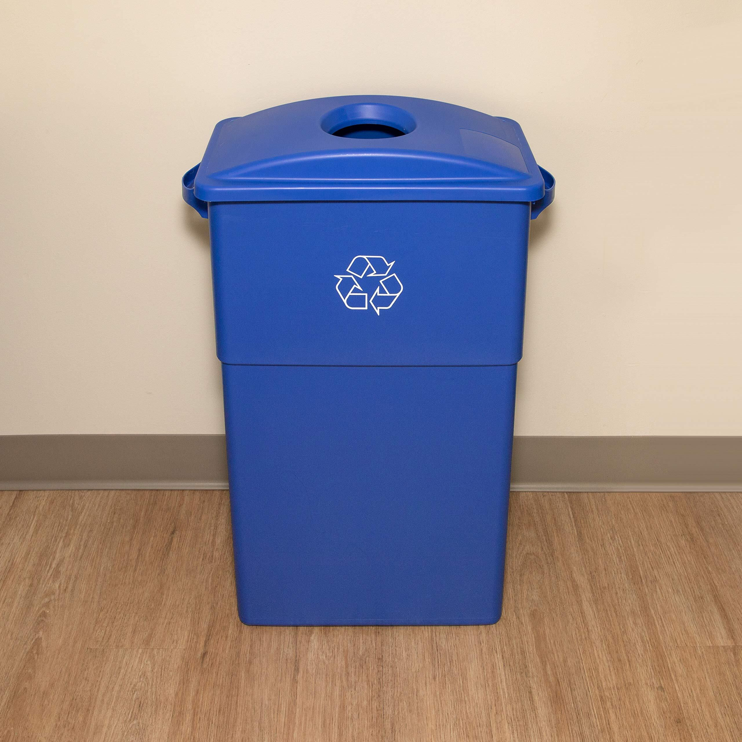 Genuine Joe 23-Gallon Recycling Bin Cutout Lid - Round - 1 Each - Blue