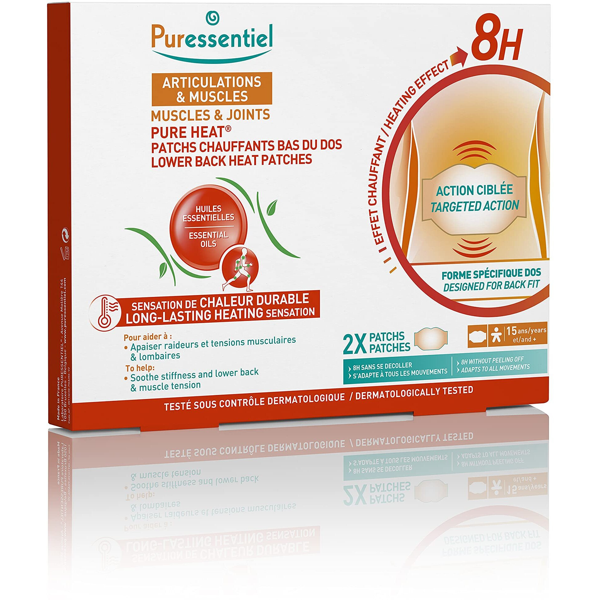Muscles and Joints Lower Back Heat Patches by Puressentiel for Unisex - 2 Pc Patches