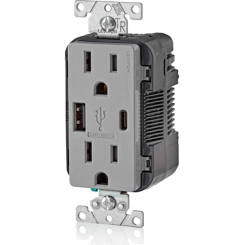 USB/DPLX OUTLET 15A GRY (Pack of 1)