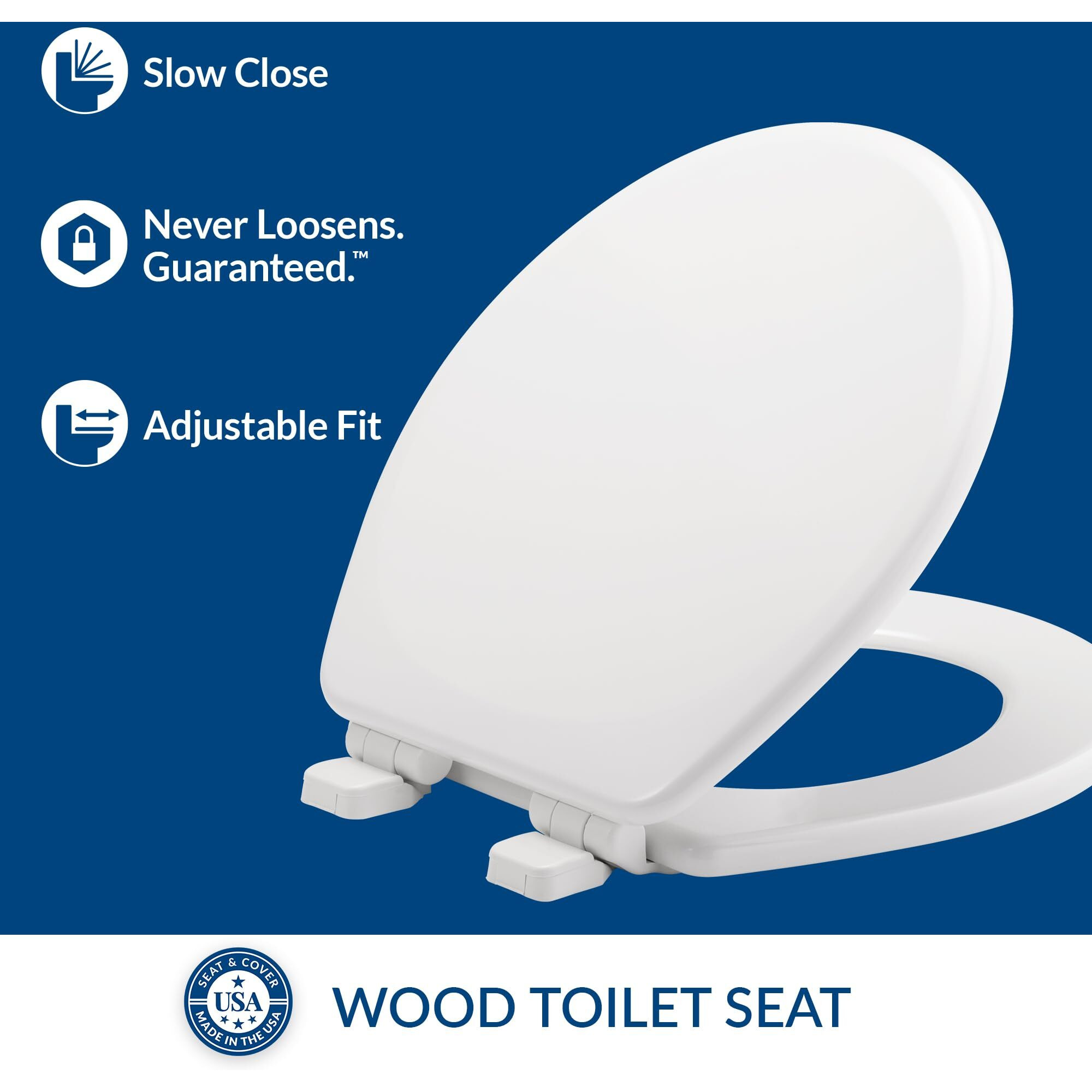 TOILET SEAT RND WOOD WH (Pack of 1)