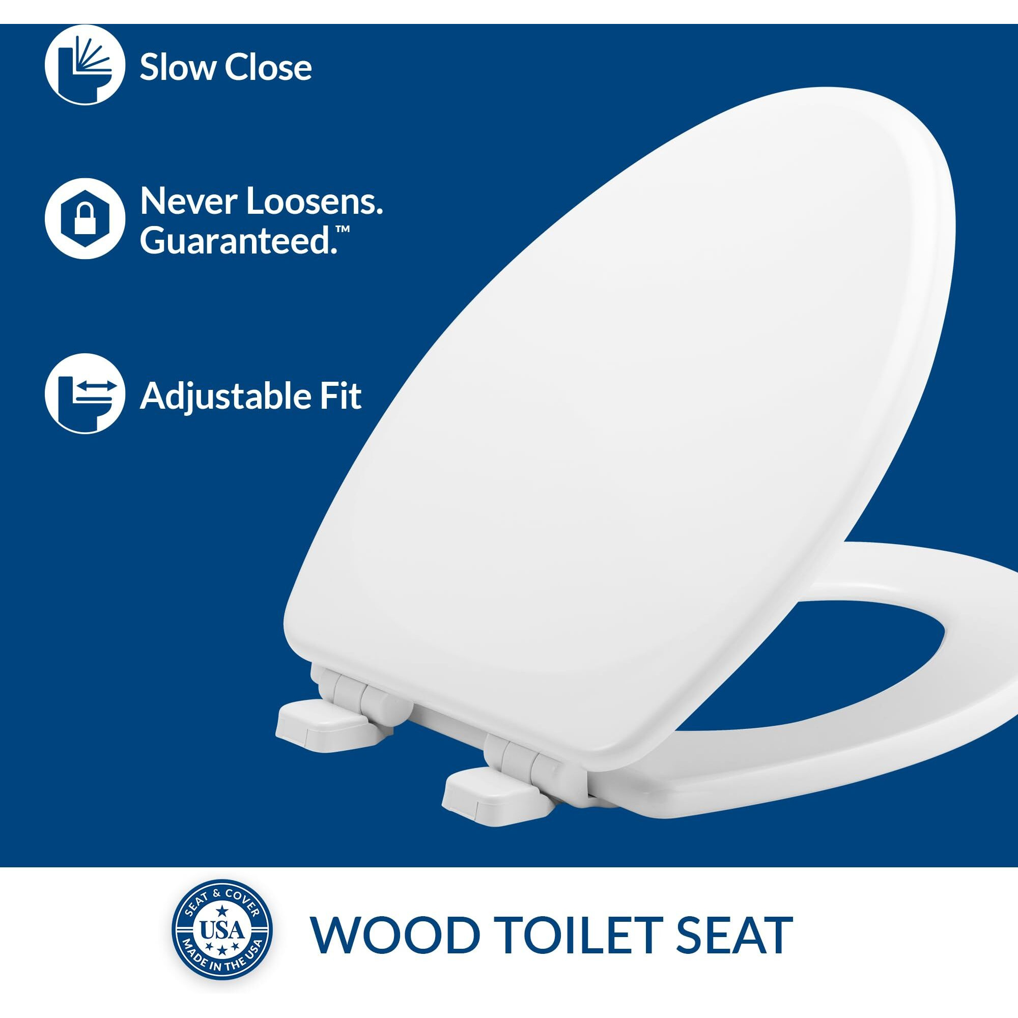 TOILET SEAT ELNG WOOD WH (Pack of 1)