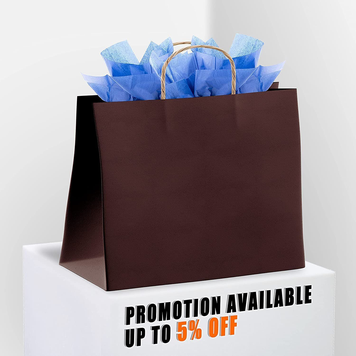 coffee Shopping Bags 16 x 6 x 12 Pack of 25 coffee Paper Bags with Handles Bulk 150 gSM coffee gift Bags Bulk Natural Kraft Bags with Handles gift Bags Large Kraft Paper Bags(D0102HIX7PW)