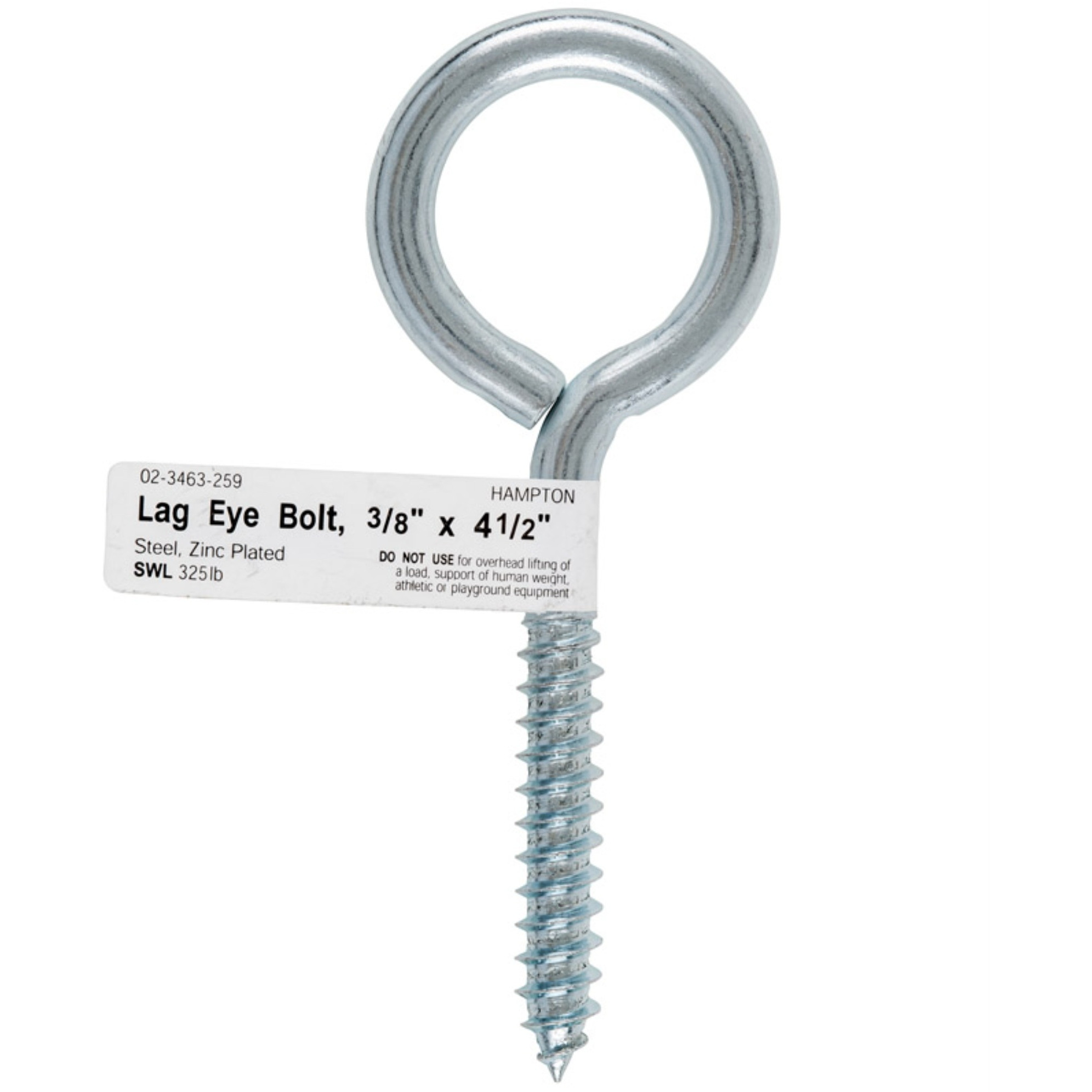 BOLT EYE LAG 3/8"&quotX4-1/2"" (Pack of 10)