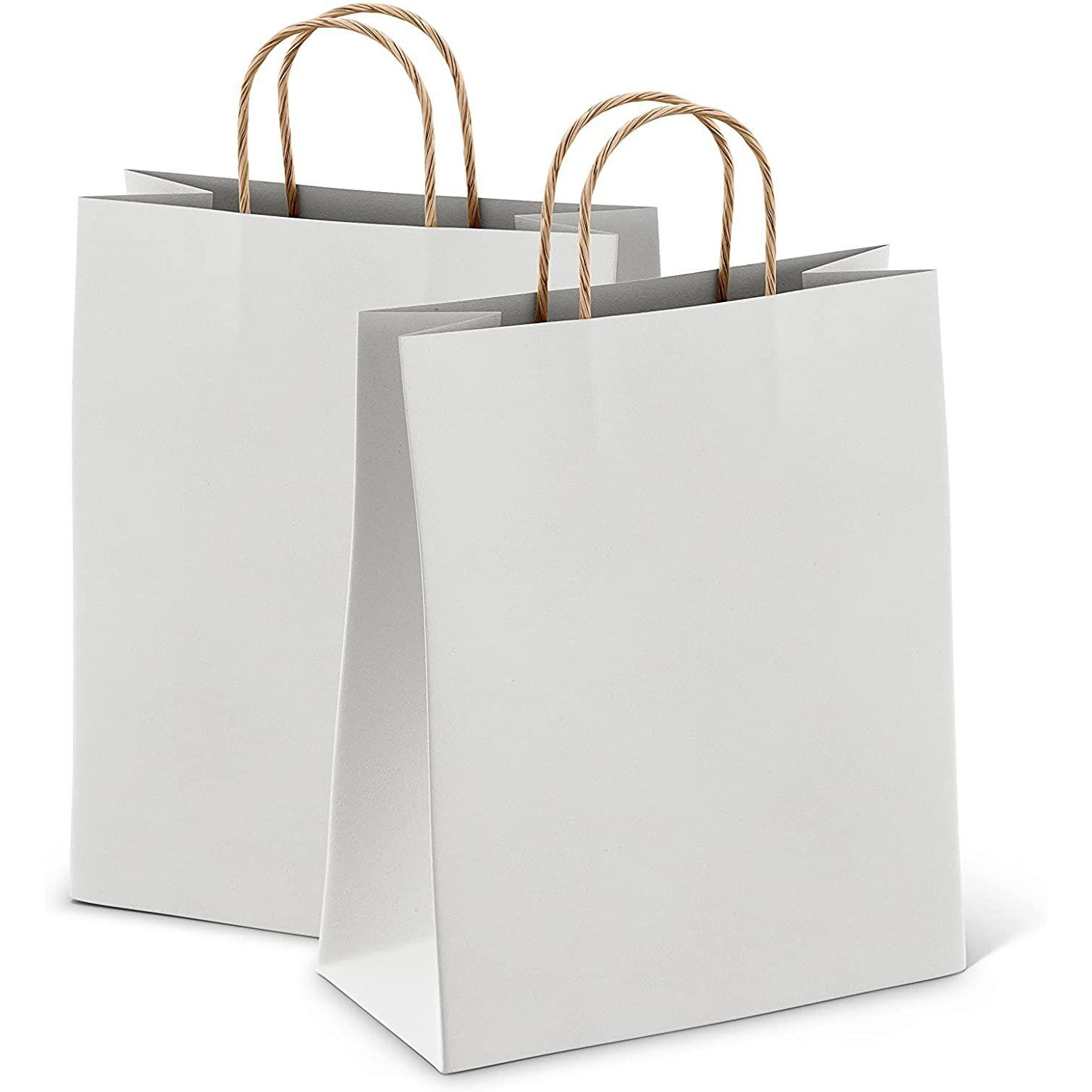 White Shopping Bags with Handles 13 x 7 x 17 Pack of 50 White gift Bags with Handles Bulk 150 gSM White Paper Bags with Handles Bulk White Bags with Handles White Kraft Bags with Handles(D0102HIXXKU)
