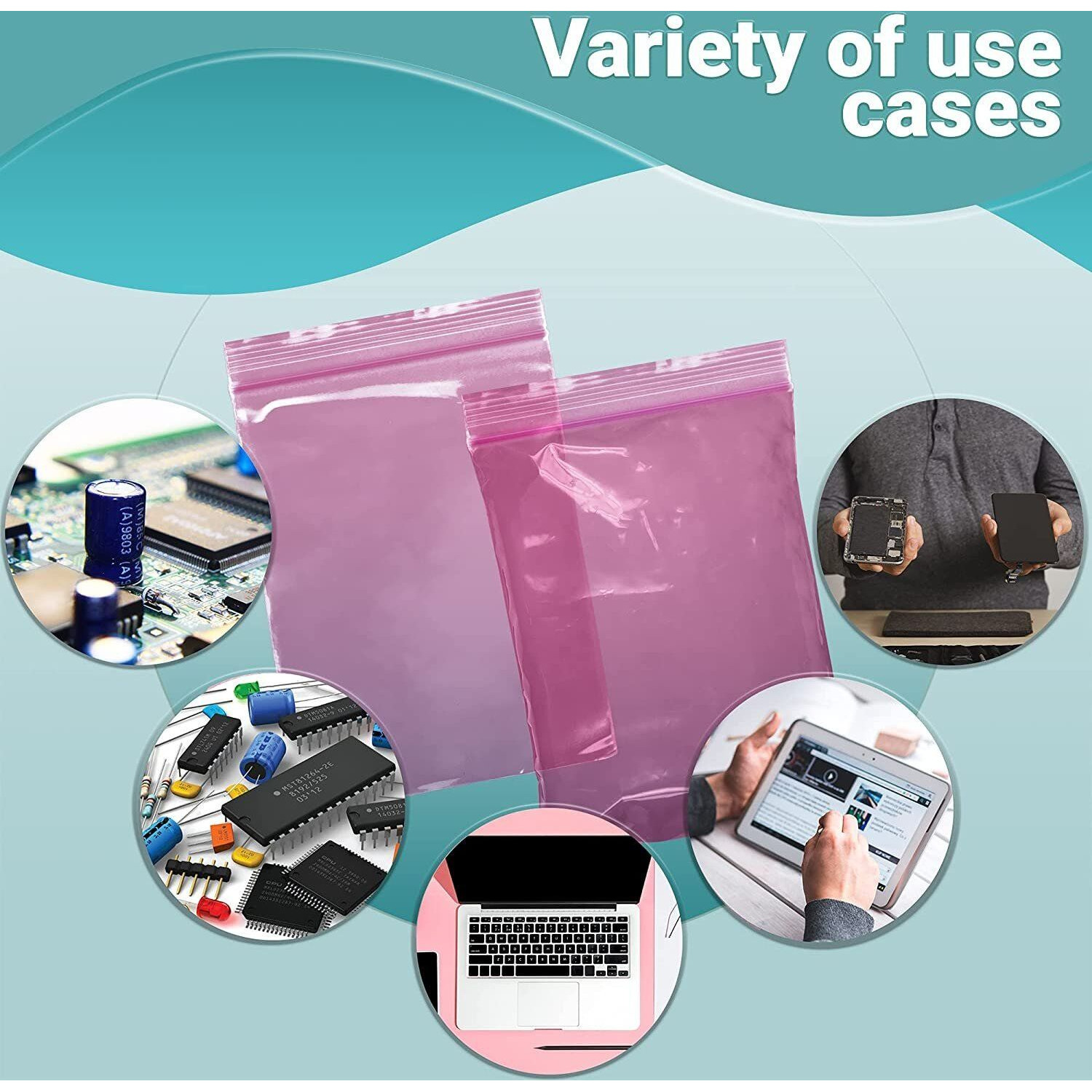 Pack of 100 Pink Anti-Static Seal Top Bags 6 x 8 Zipper Bags 6x8 Ultra Thick Polyethylene Thickness 4 Mil Bags suitable for Packaging Storing Industrial Applications Wholesale Price(D0102HIXSBY)