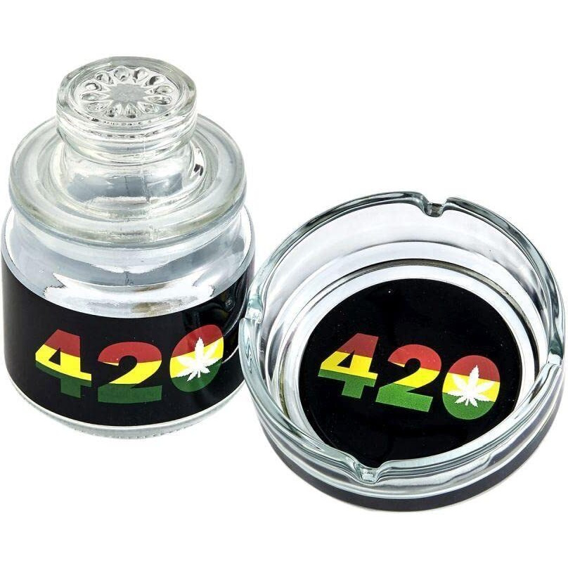 420 GLASS STASH JAR & ASHTRAY SET