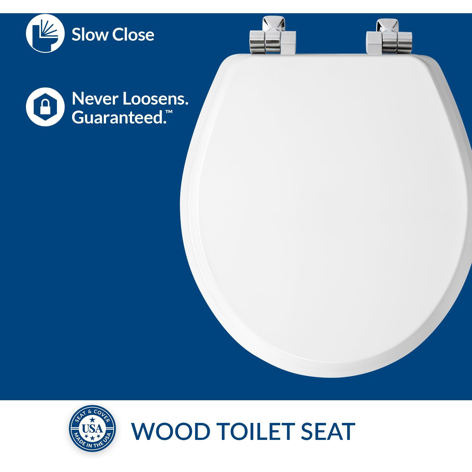 TOILET SEAT RND WOOD WH (Pack of 1)