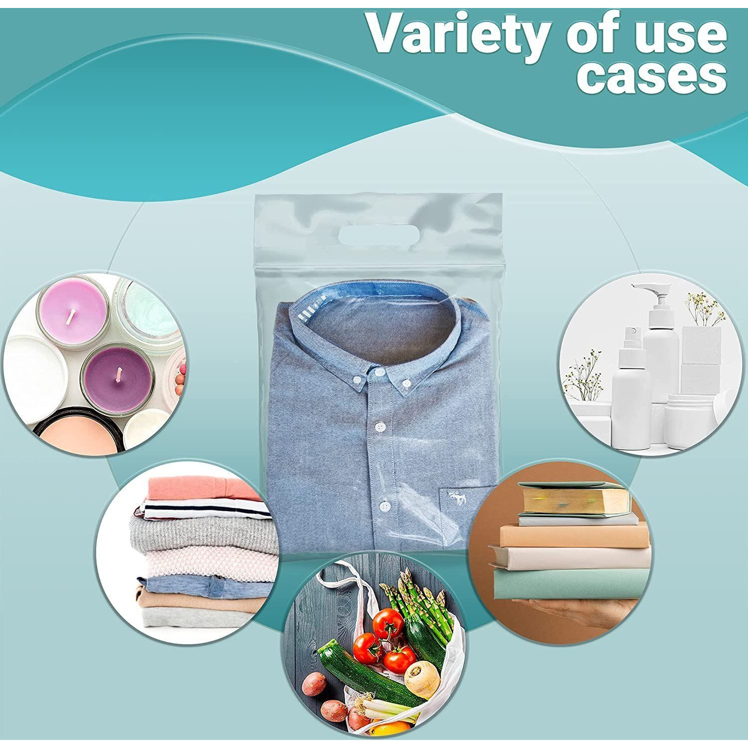 Pack of 100 Die cut Zipper Bags 13 x 15 clear Polyethylene Handle Bags 13x15 Reusable Storage Bags 3 Mil Zipper Poly Plastic Bags for Travel Storage and goods Wholesale Price(D0102H9FELV)