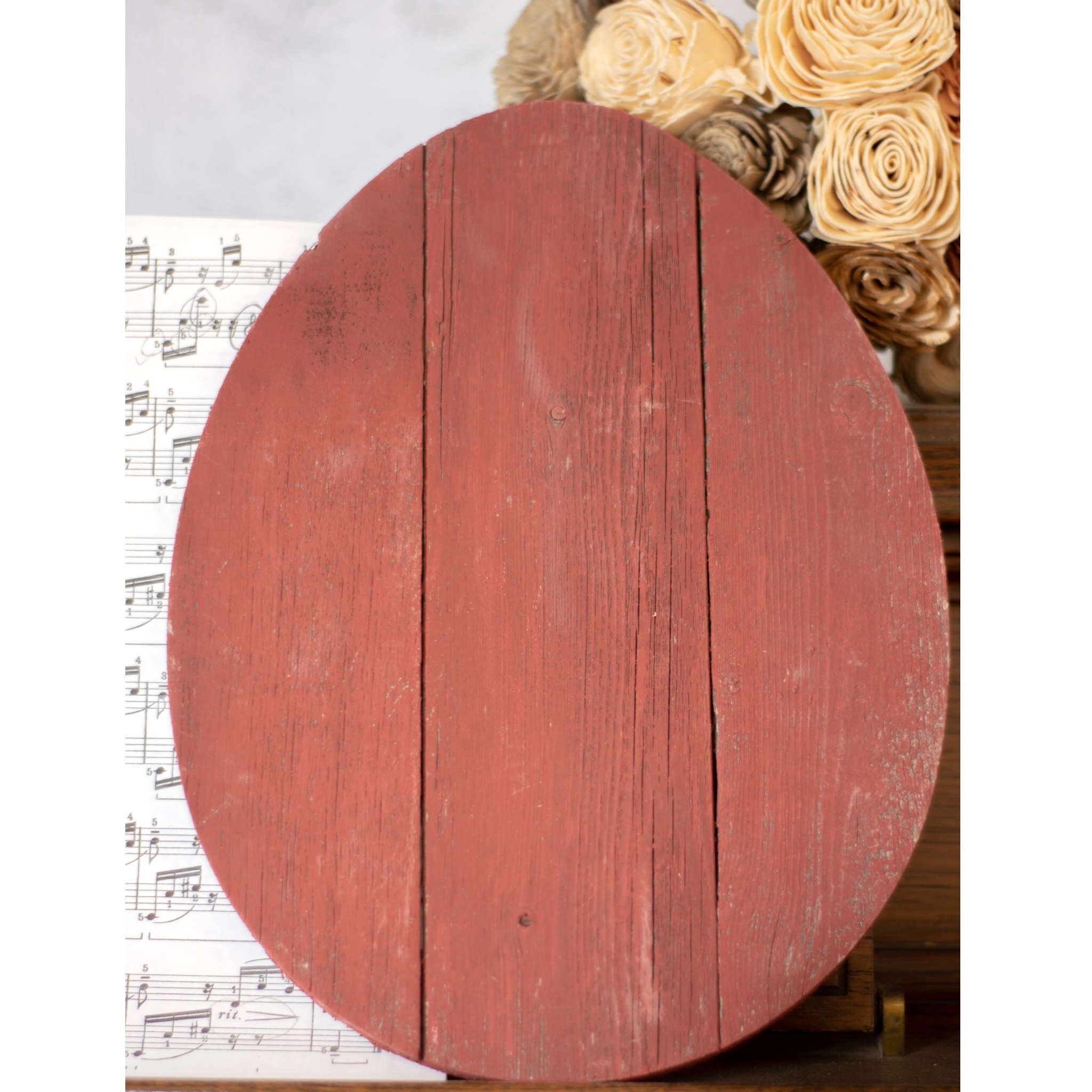 12" Farmhouse Red Wooden Large Egg