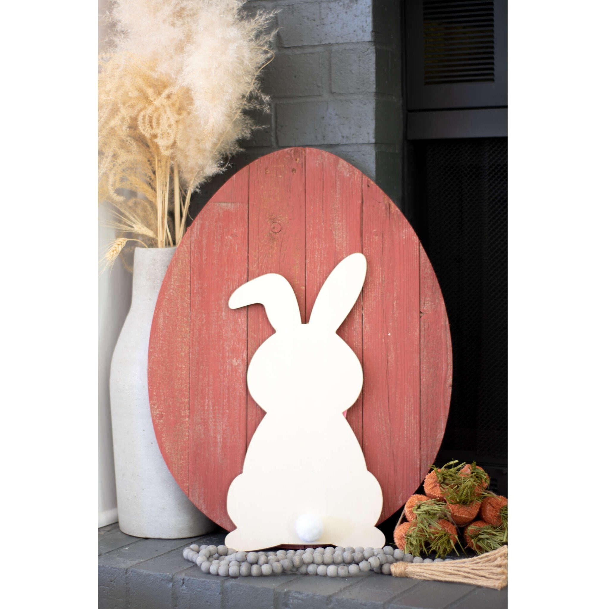 12" Farmhouse Red Wooden Large Egg