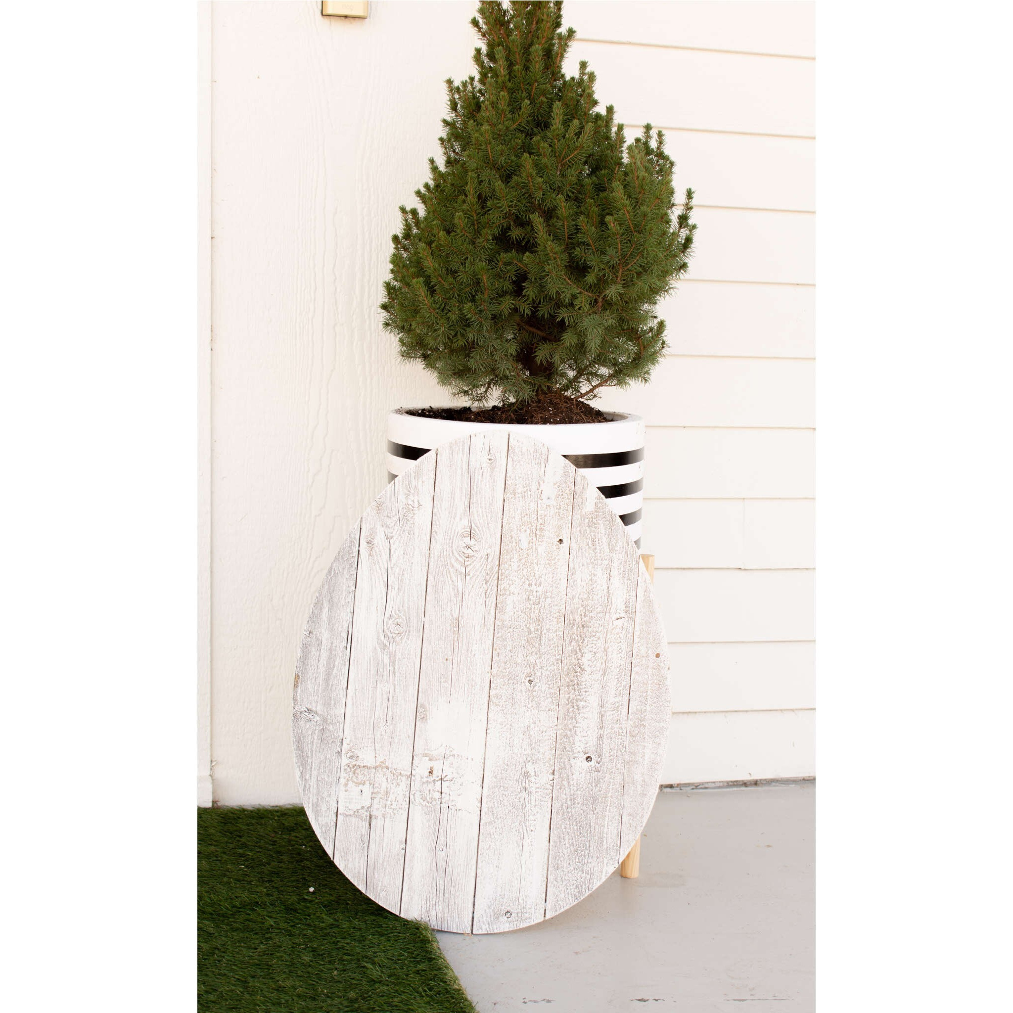 18" Rustic Farmhouse White Wash Wood Large Egg
