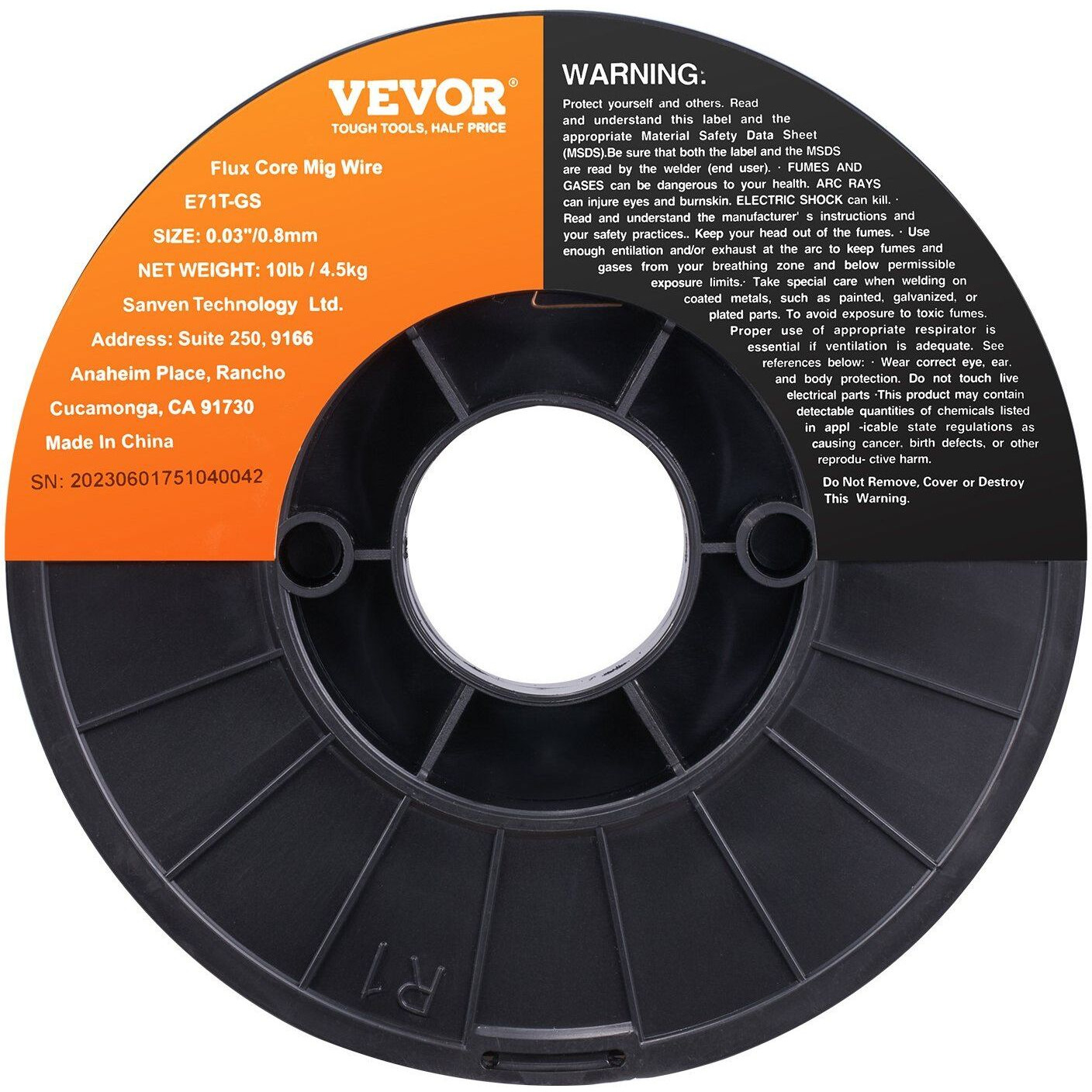 VEVOR Flux Core MIG Welding Wire E71T-GS 0.03" 10LBS Gasless Mild Steel MIG Wire